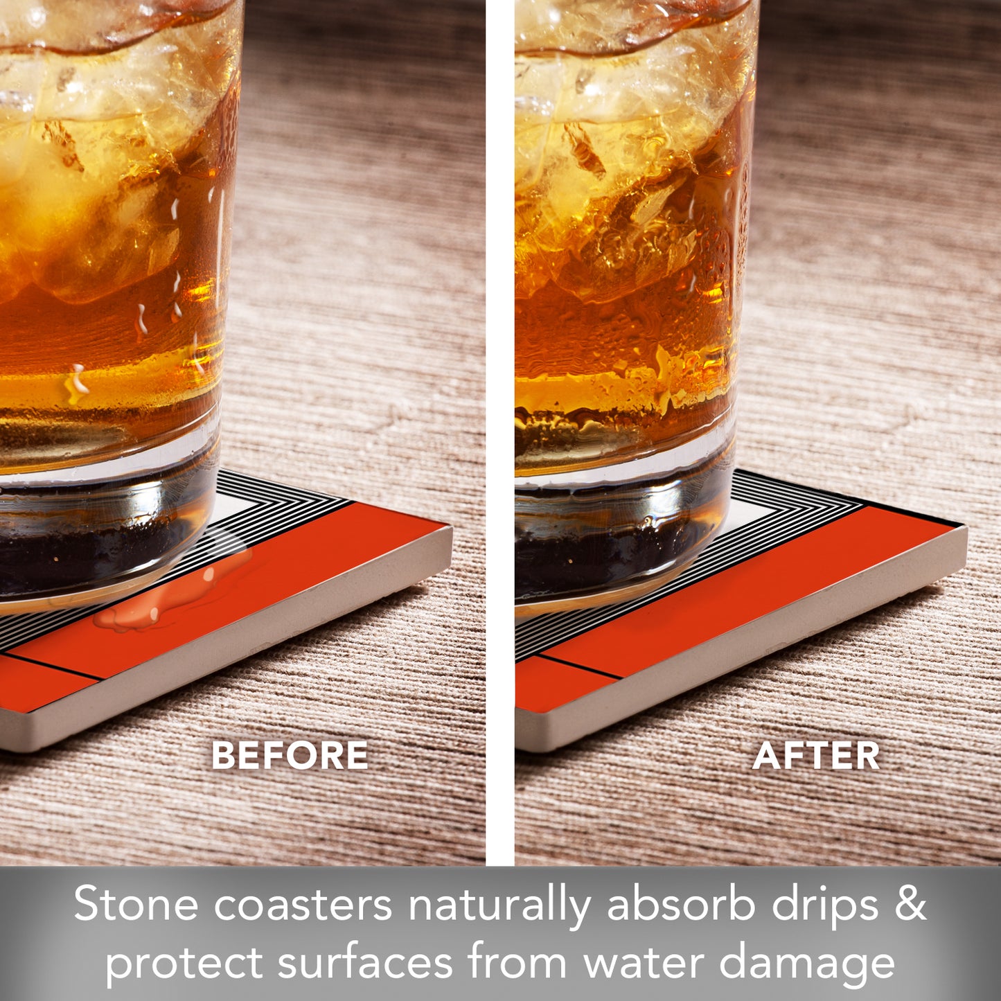 Harold Price Jr. Rug Design by Frank Lloyd Wright 4-Pack Assorted Stone Coasters with Protective Cork Backing Manufactured in The USA Absorbent Easily Wipes Clean