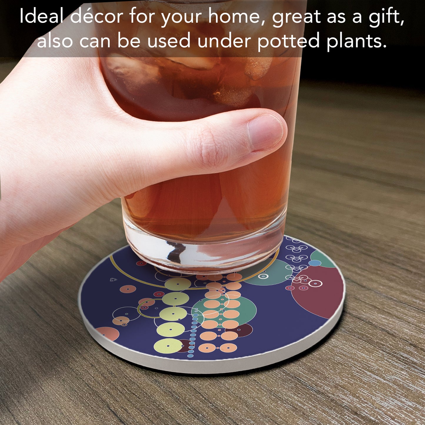 Midway Mural Assorted Designs by Frank Lloyd Wright 4 Pack Round Absorbent Stone Coasters with Protective Cork Backing Manufactured in The USA