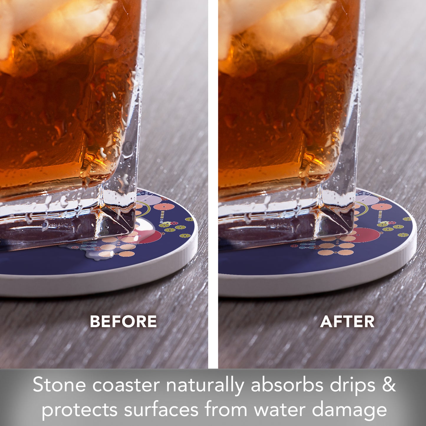 Frank Lloyd Wright Assorted Midway Mural Designs 4 Pack Round Absorbent Stone Coasters Manufactured in the USA