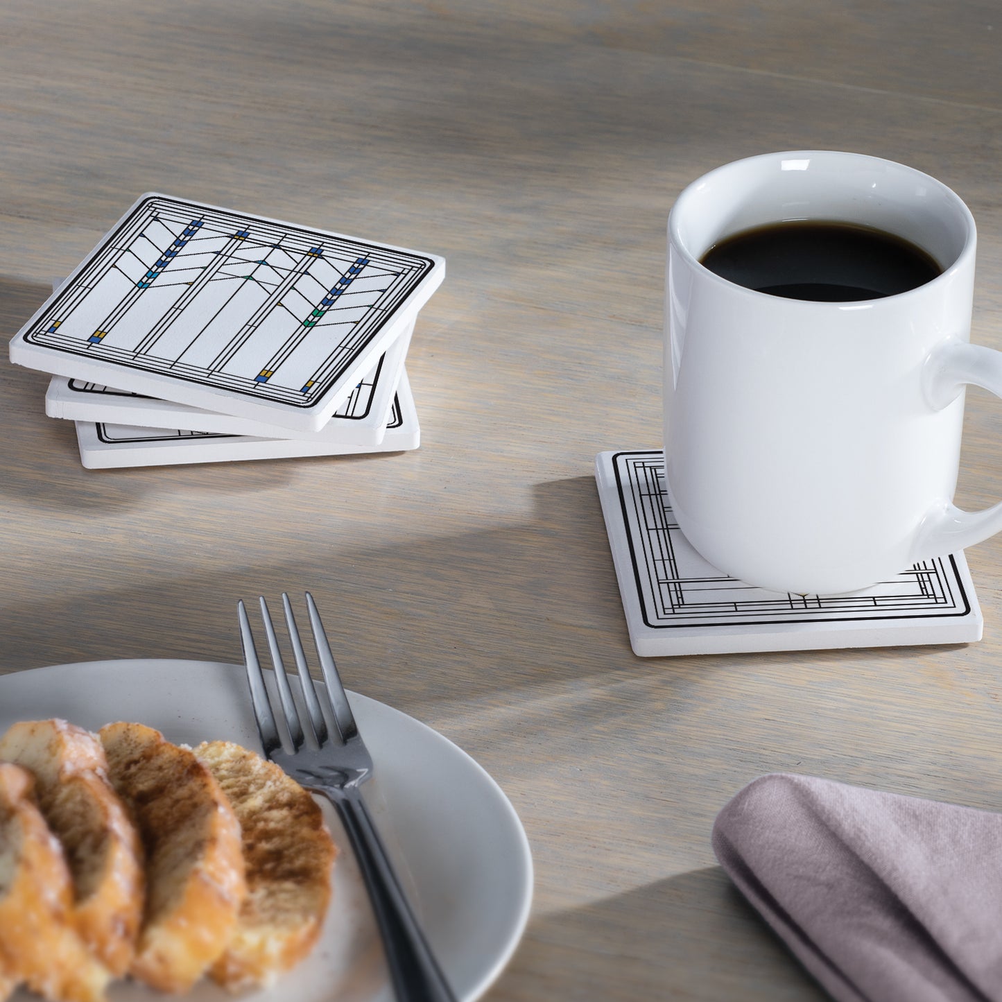 Frank Lloyd Wright 4 Pack Assorted Ennis House Window Design Stone Coasters Manufactured in the USA