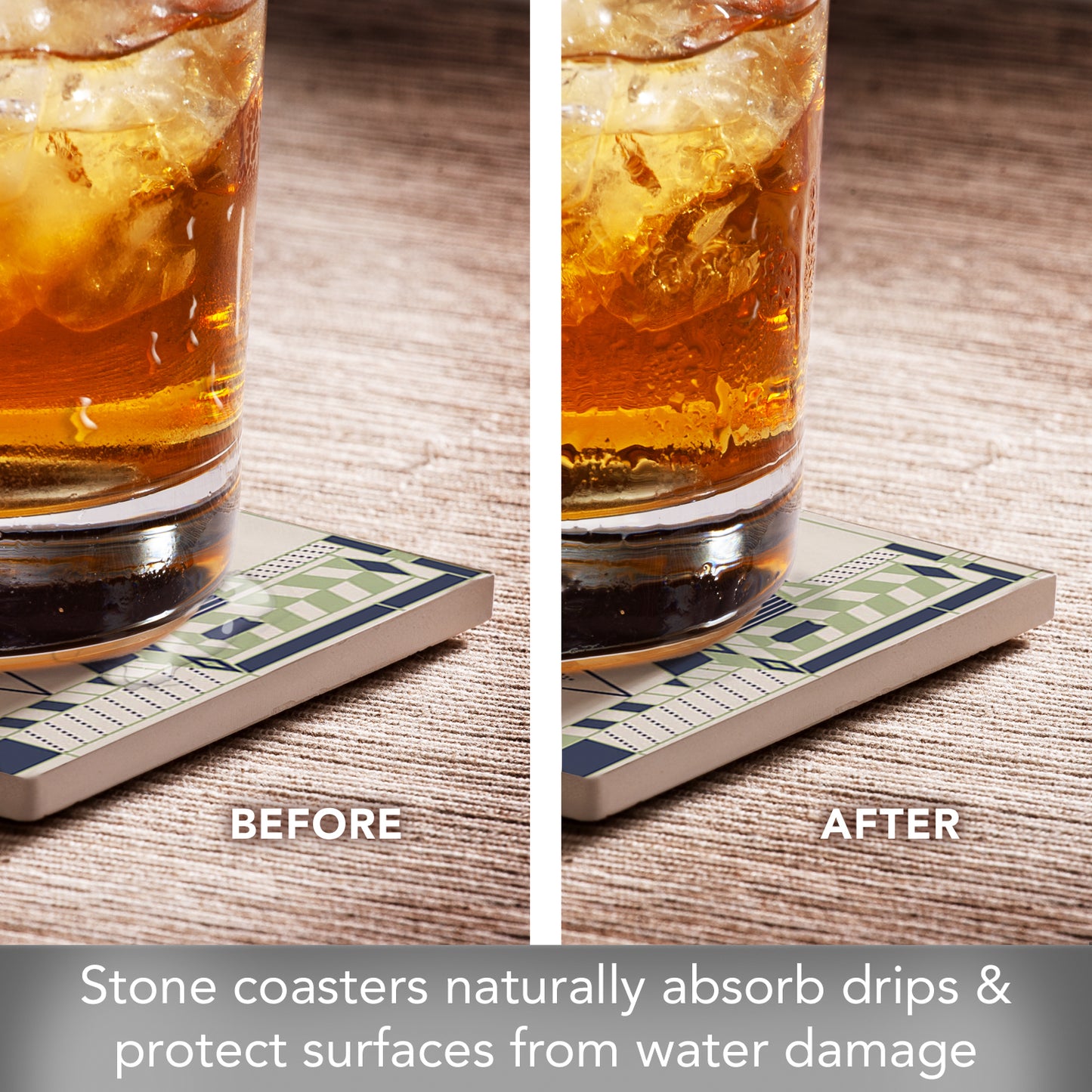 Line Rhythms from Frank Lloyd Wright Foundation on 4-Pack Assorted Stone Coasters 4" Square