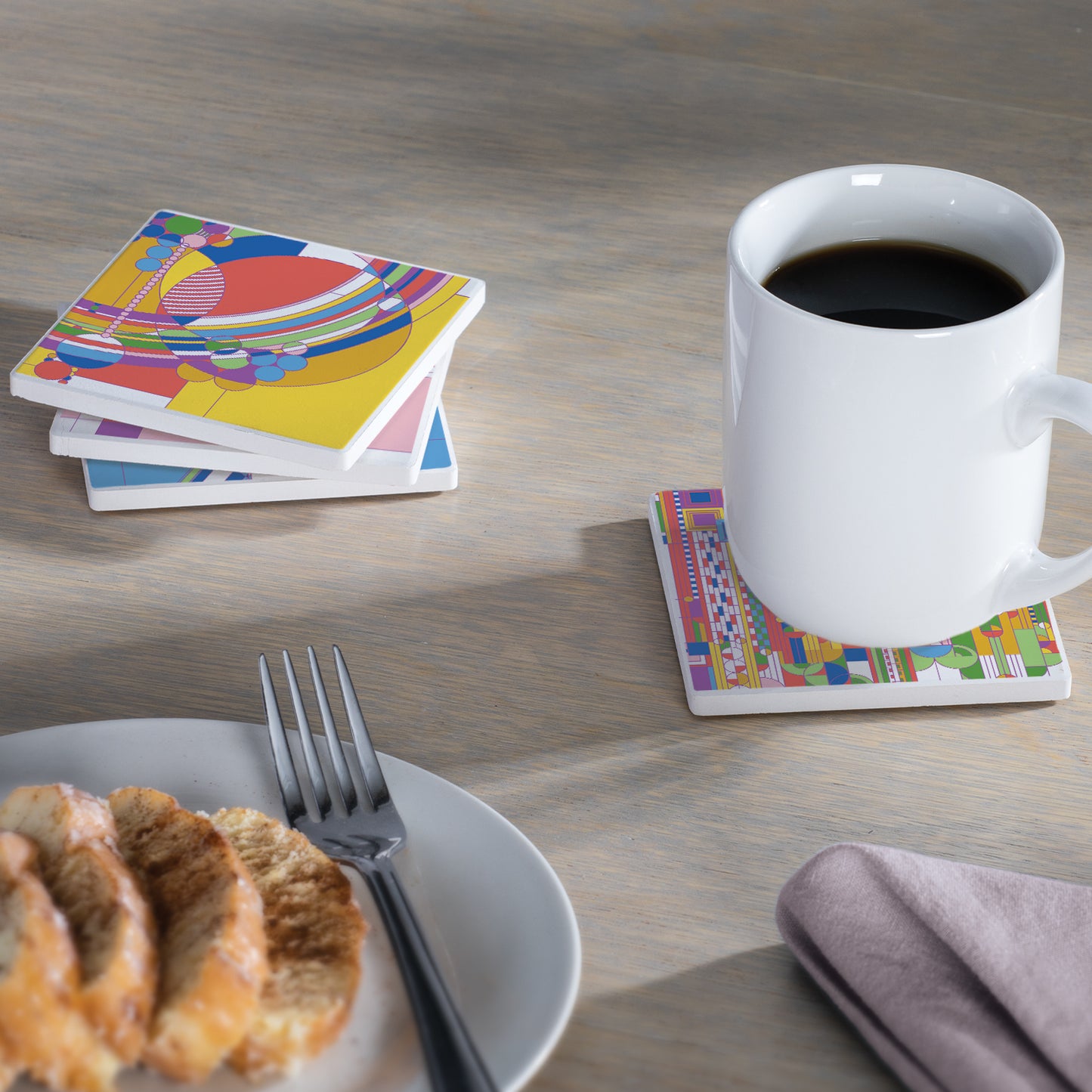 Frank Lloyd Wright 4 Pack Assorted New Liberty Covers Absorbent Stone Coasters Manufactured in the USA