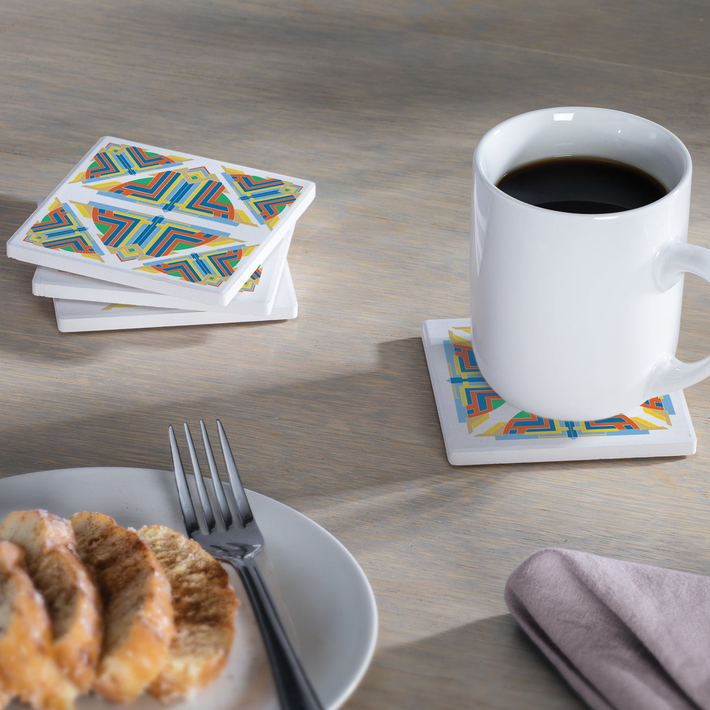 Frank Lloyd Wright's 4 Pack OYA Pier Carving Absorbent Stone Coasters Manufactured in the USA