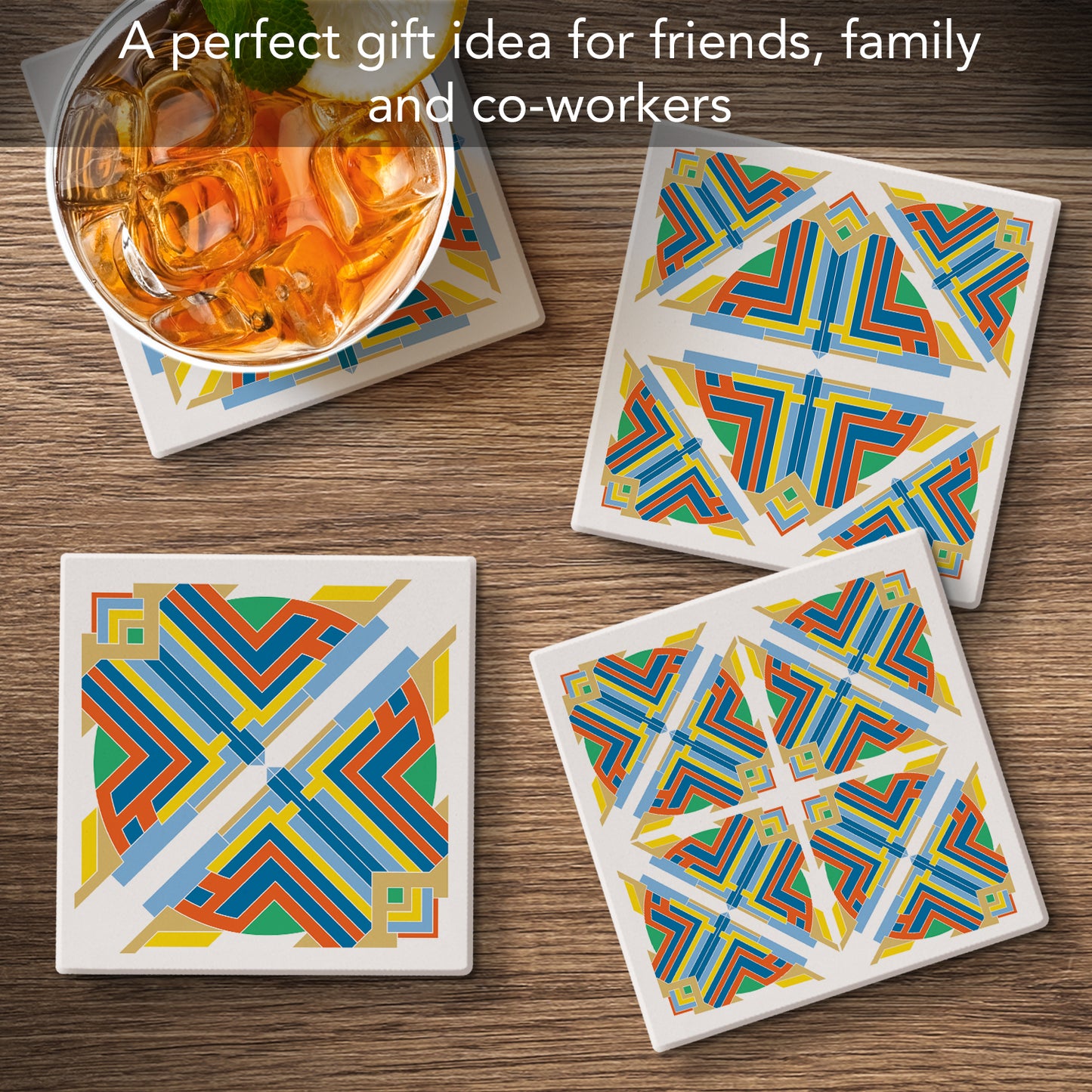 Frank Lloyd Wright's 4 Pack OYA Pier Carving Absorbent Stone Coasters Manufactured in the USA