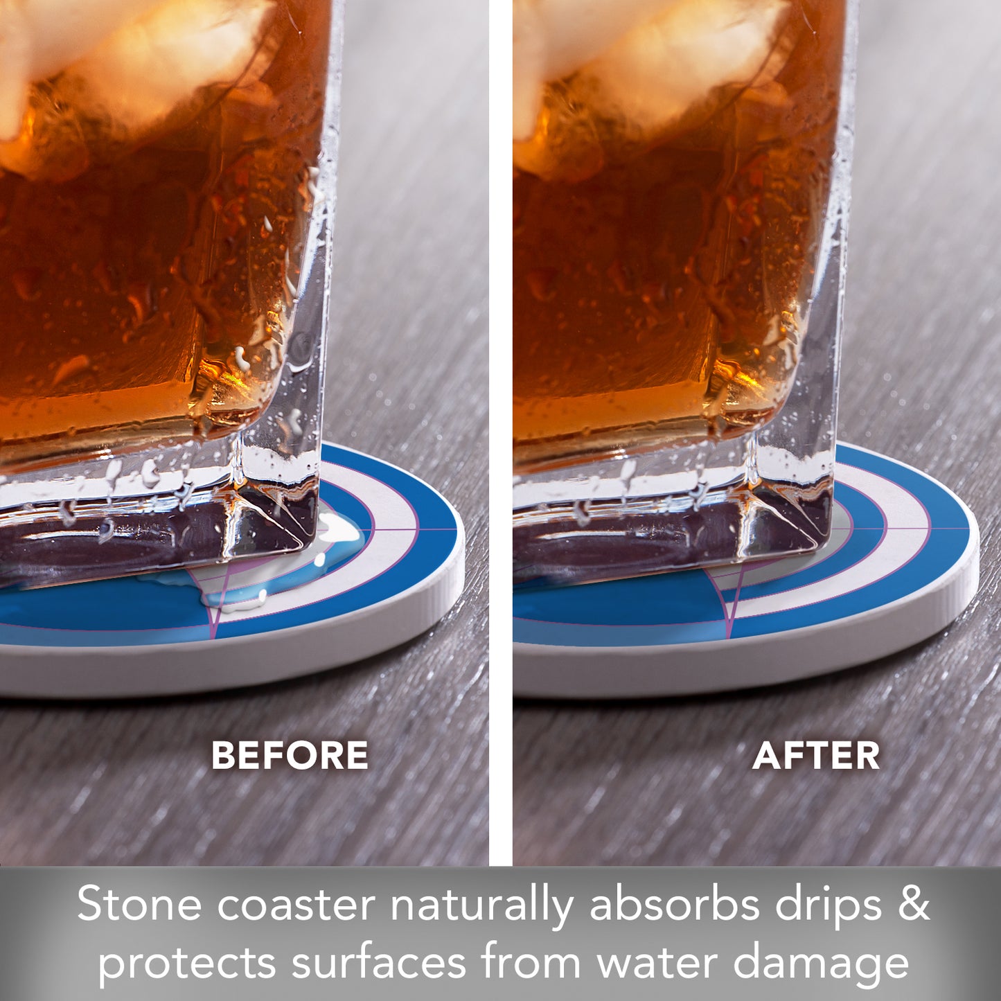 Frank Lloyd Wright's Assorted Hoffman Rug Designs 4 Pack Round Absorbent Stone Coasters Manufactured in the USA