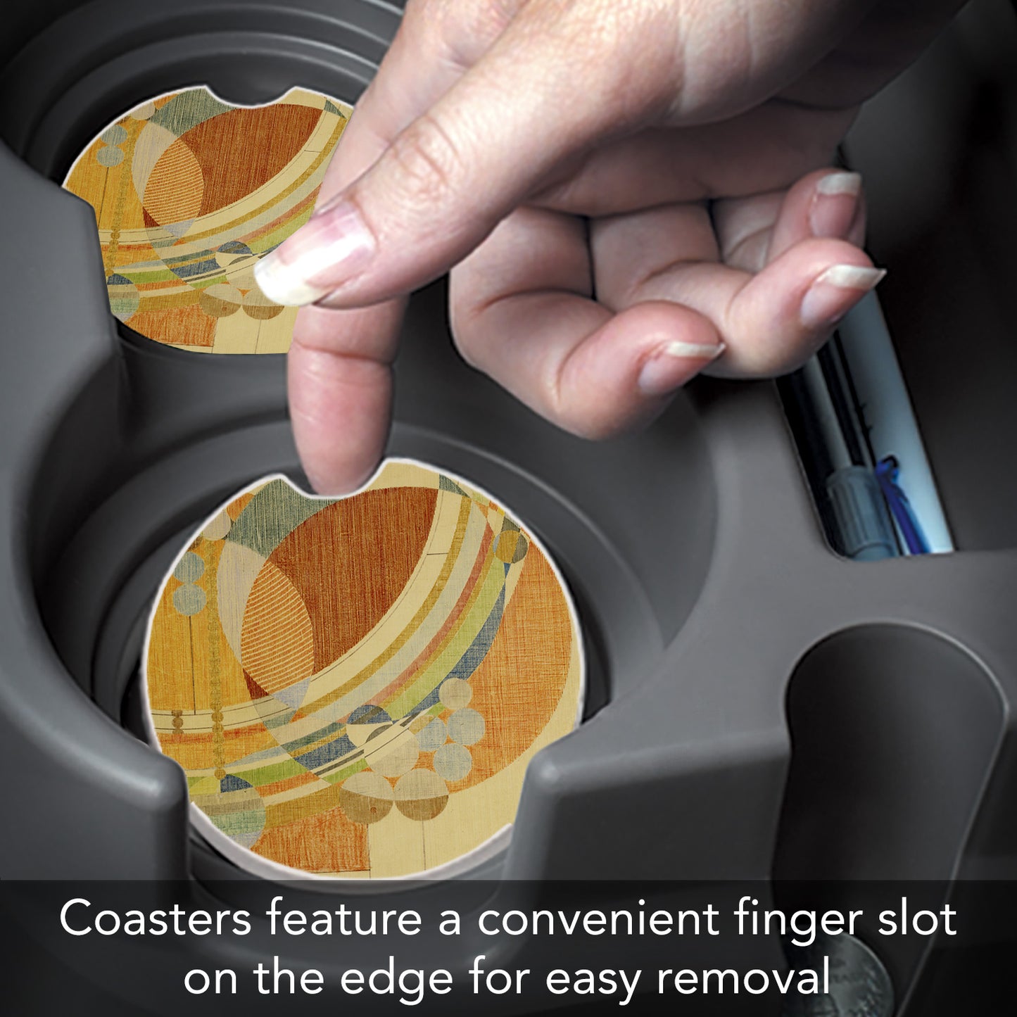 Frank Lloyd Wright 2 Pack Car Coasters March Balloons Design Manufactured in the USA