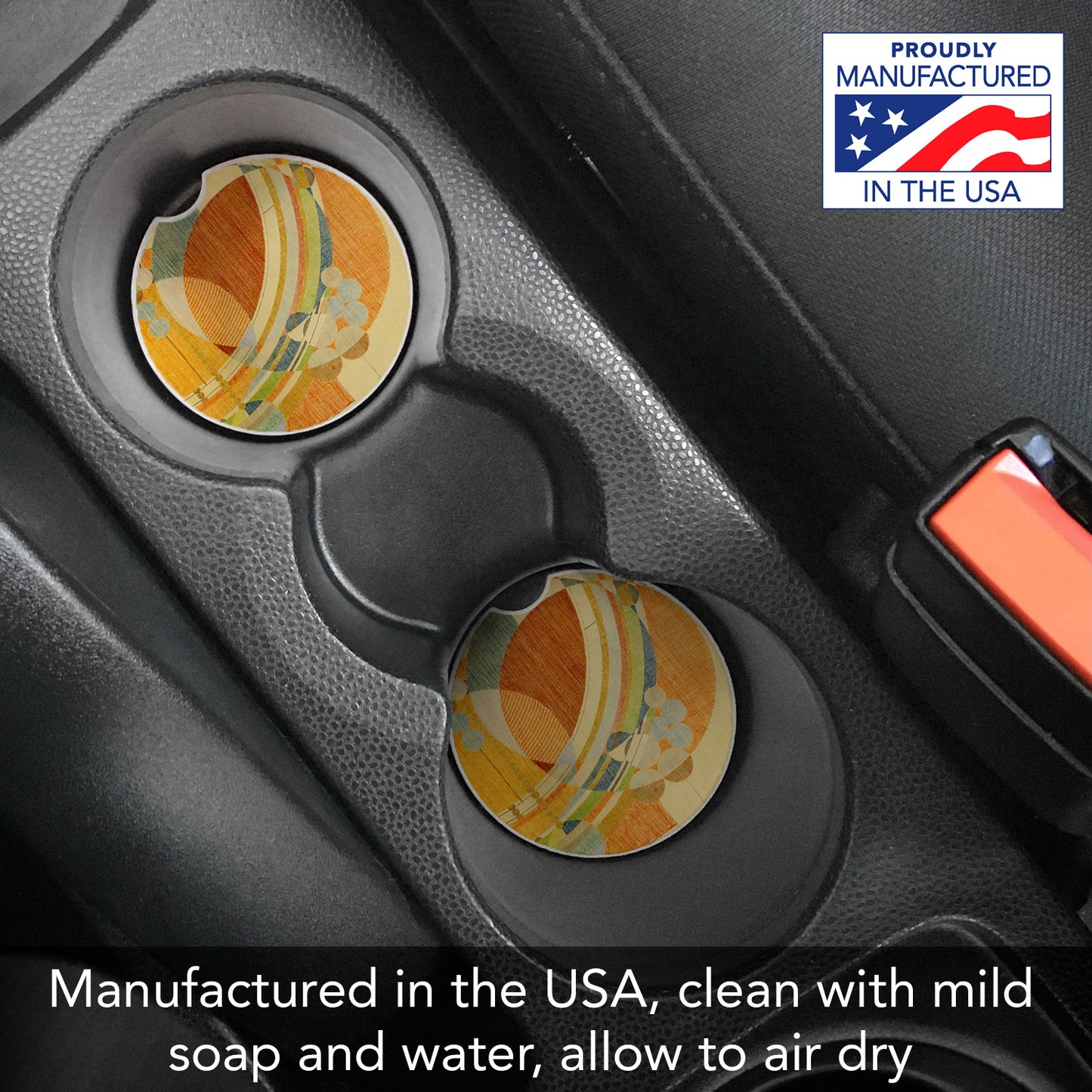 Frank Lloyd Wright 2 Pack Car Coasters March Balloons Design Manufactured in the USA