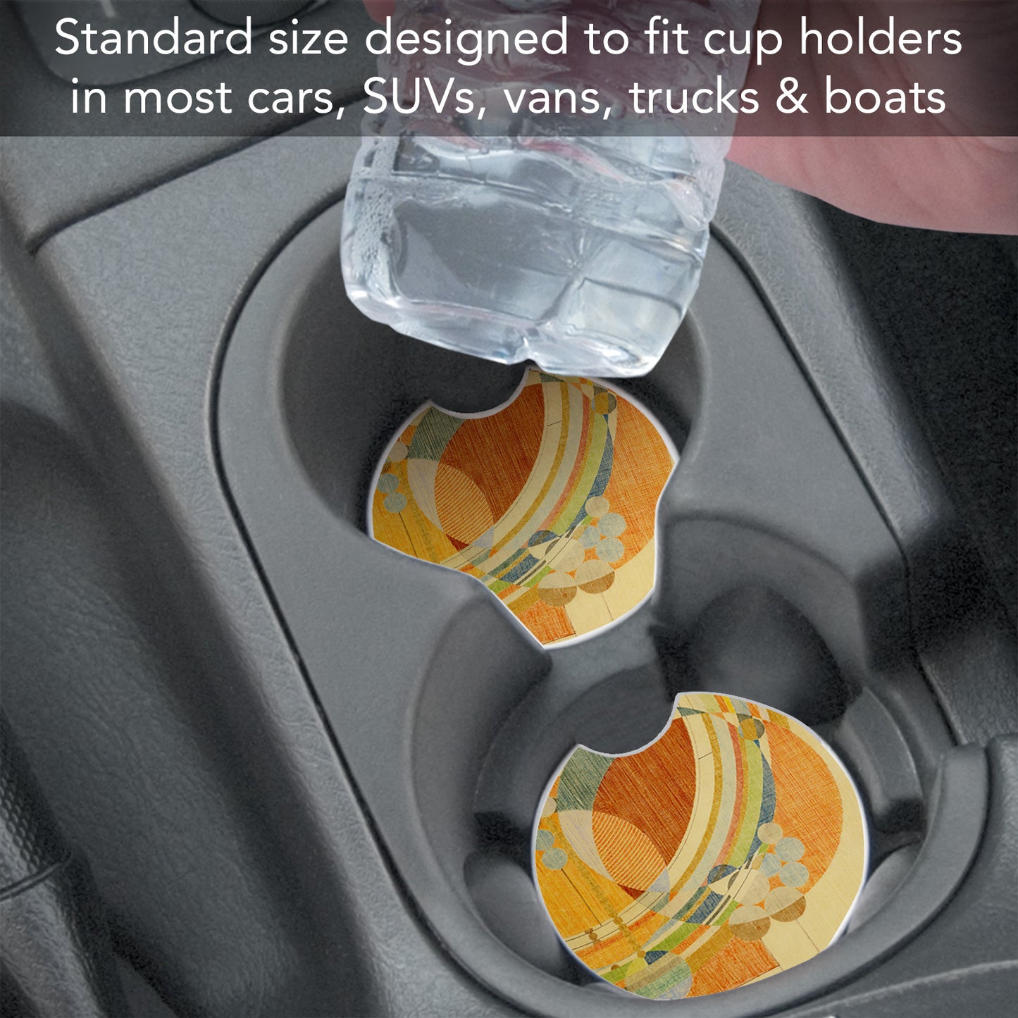 Frank Lloyd Wright 2 Pack Car Coasters March Balloons Design Manufactured in the USA