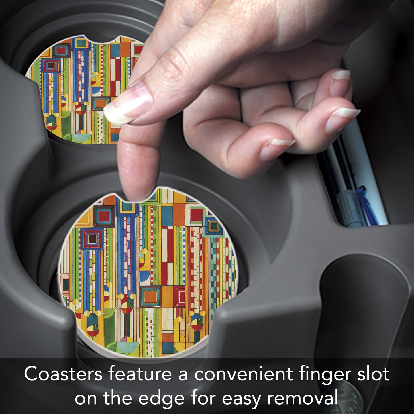 Frank Lloyd Wright 2 Pack Car Coasters Saguaro Forms Design Manufactured in the USA