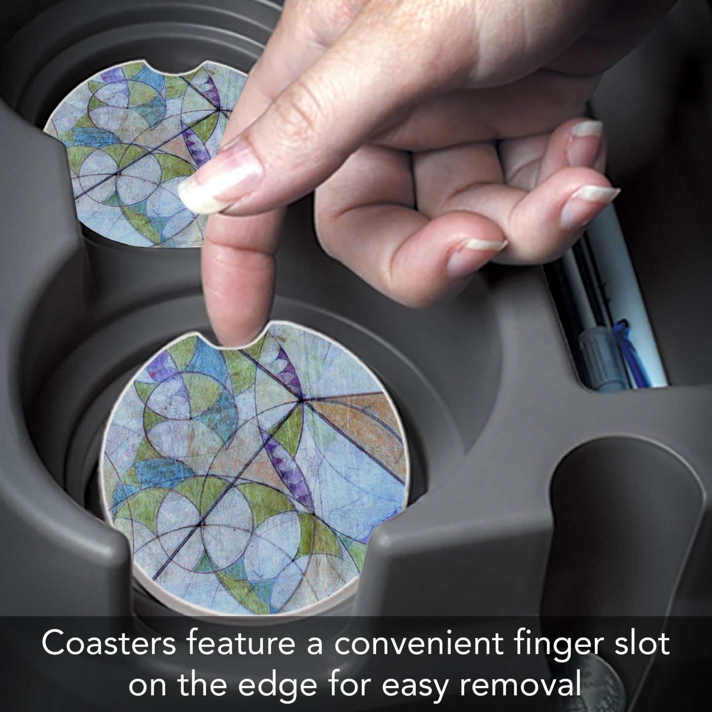 Frank Lloyd Wright 2 Pack Car Coasters Bougainvillea Mural IV Design Manufactured in the USA