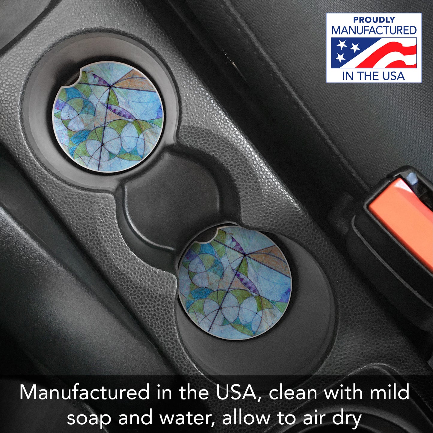 Frank Lloyd Wright 2 Pack Car Coasters Bougainvillea Mural IV Design Manufactured in the USA