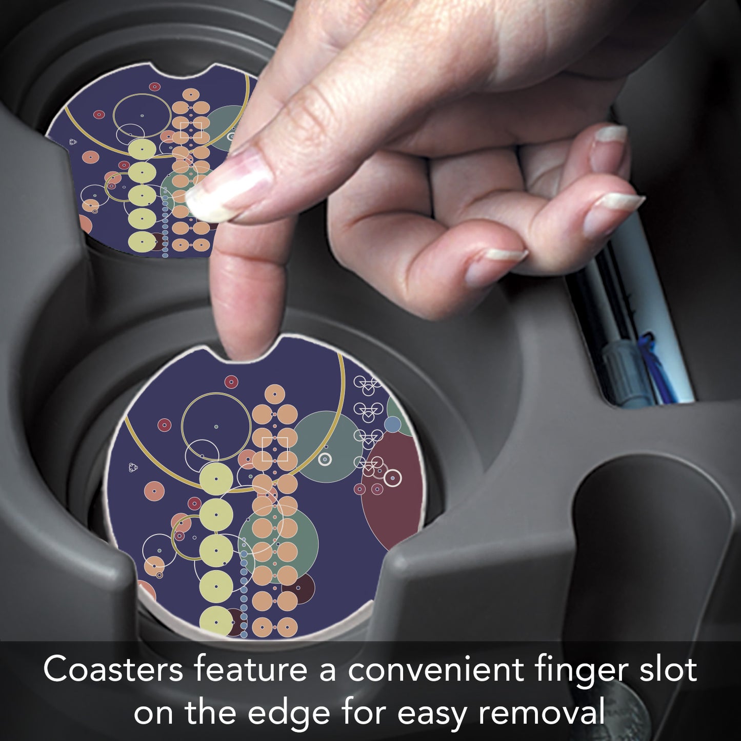 Frank Lloyd Wright 2 Pack Car Coasters Midway Mural Design I Manufactured in the USA