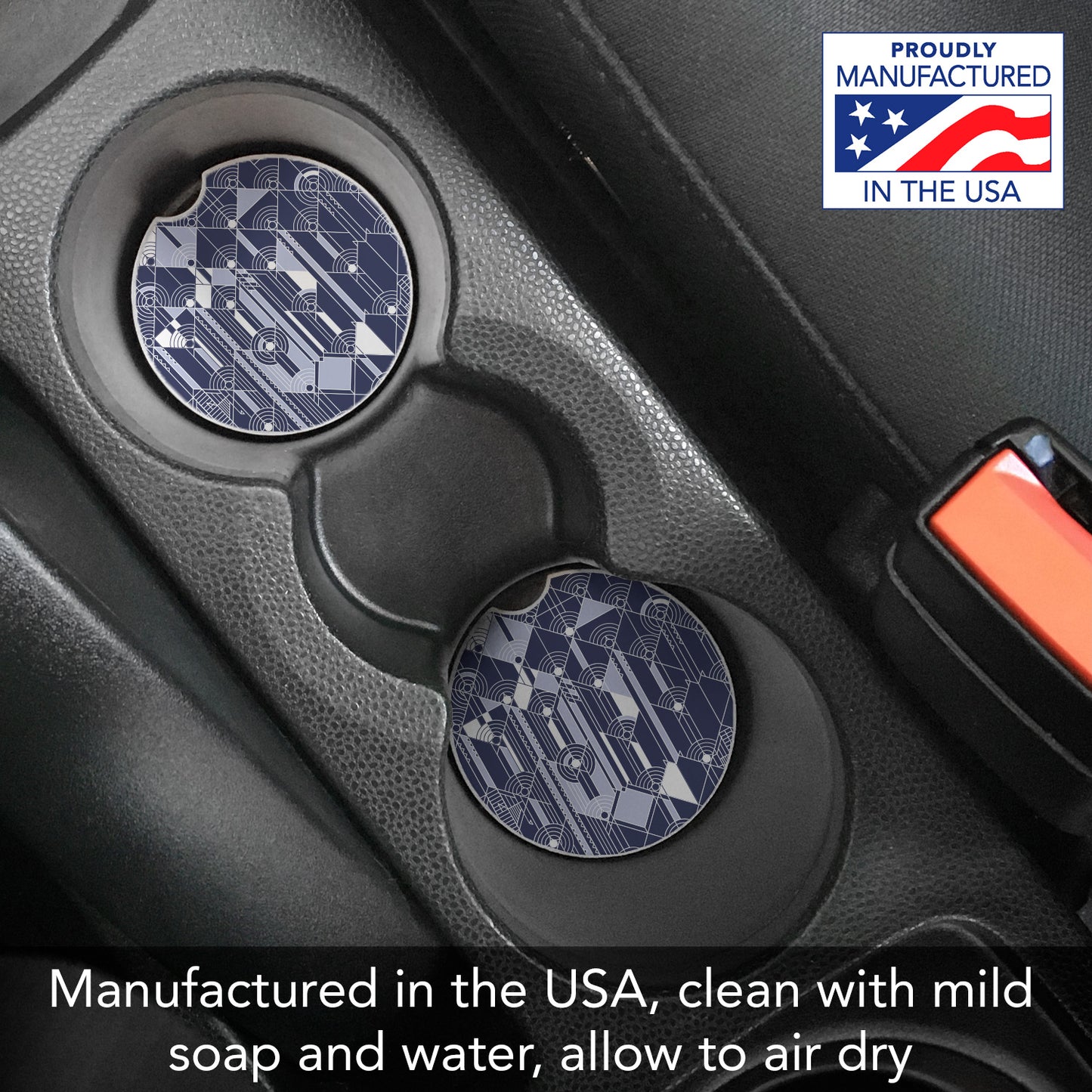 Frank Lloyd Wright 2 Pack Car Coasters April Showers Design Manufactured in the USA