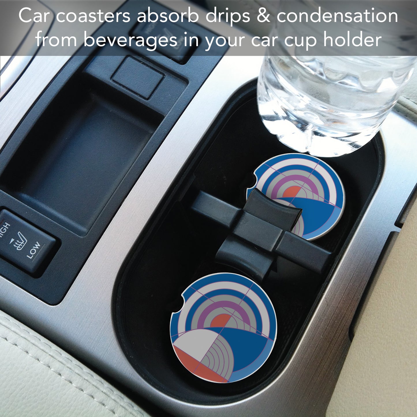 Frank Lloyd Wright 2 Pack Car Coasters Hoffman Rug II Design Manufactured in the USA