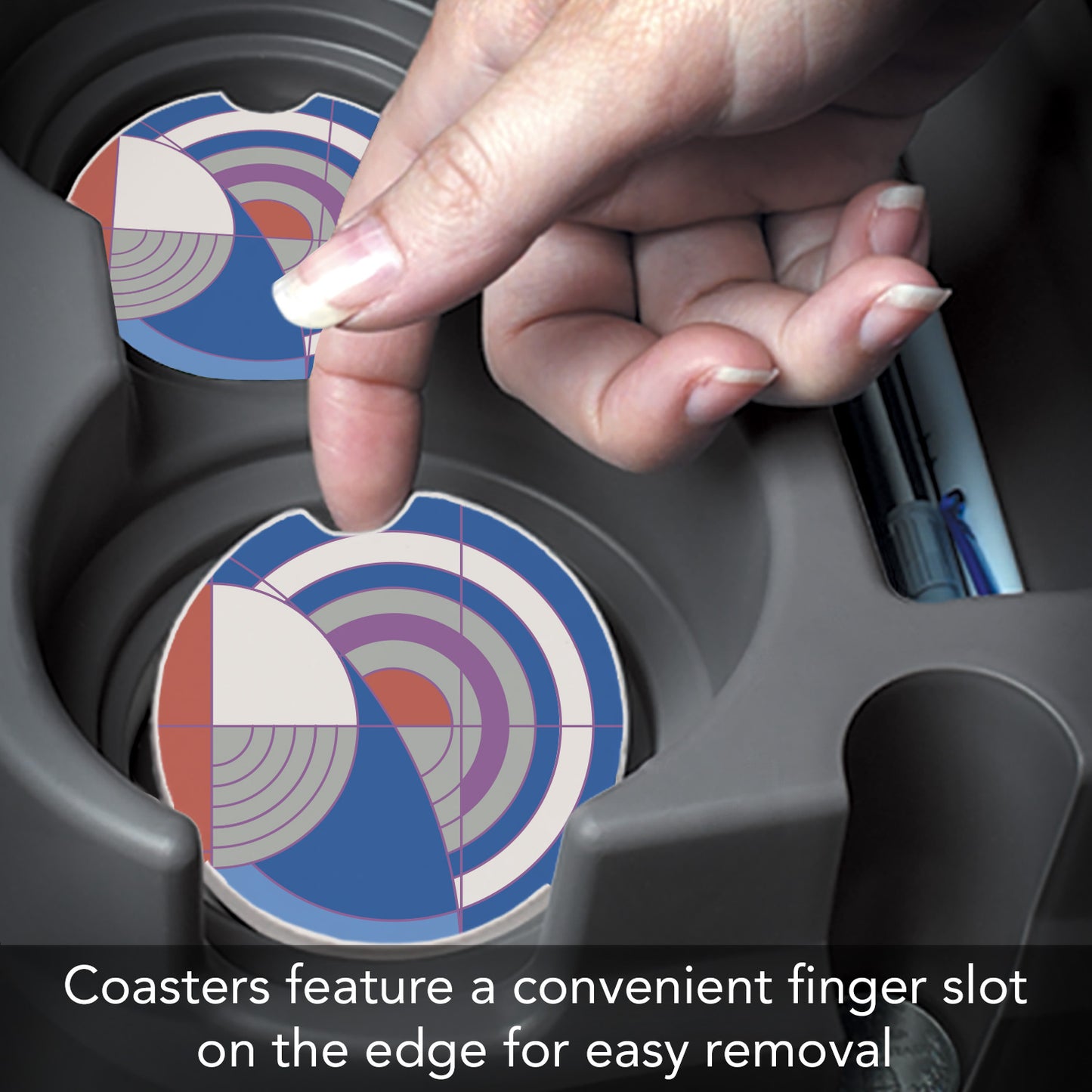 Frank Lloyd Wright 2 Pack Car Coasters Hoffman Rug II Design Manufactured in the USA