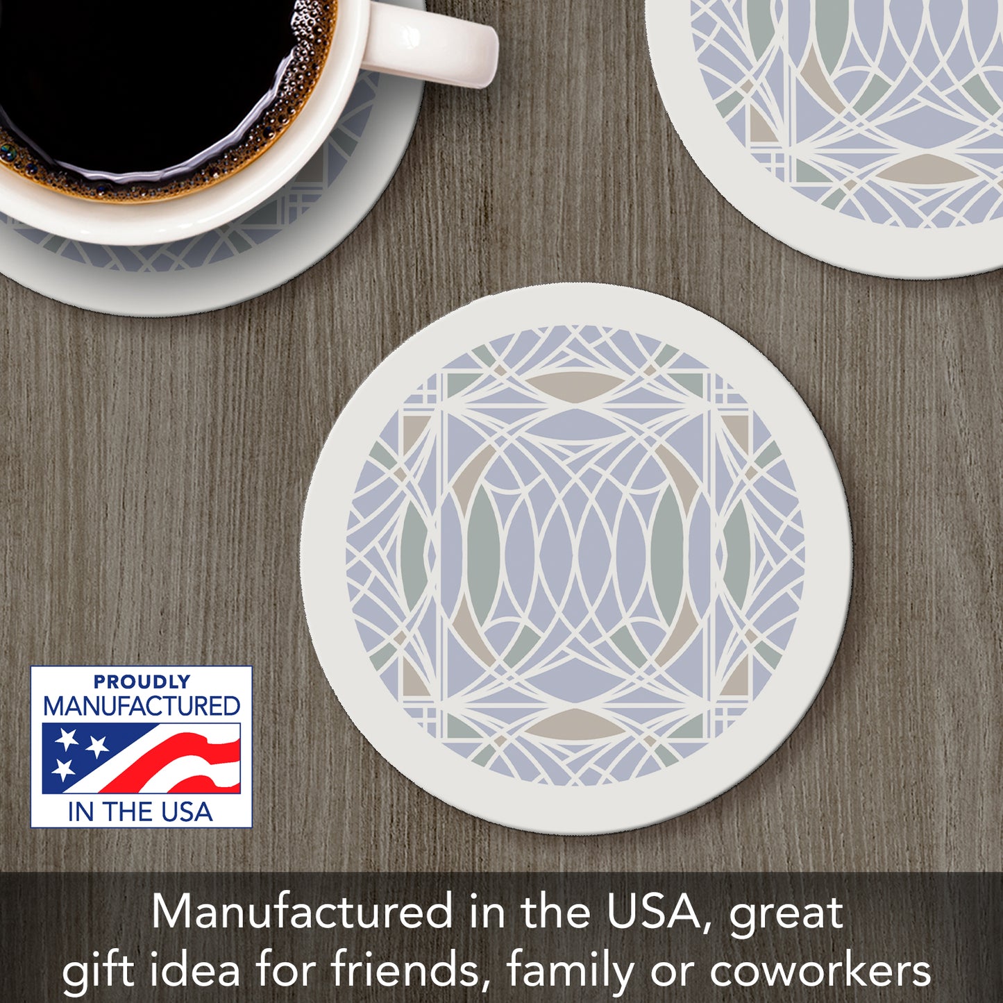 Blossom from Frank Lloyd Wright Foundation on 4 Pack Round Absorbent Stone Coasters 4" Diameter