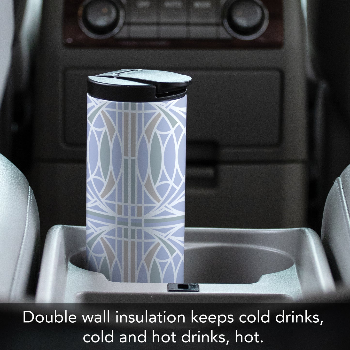 Frank Lloyd Wright's Blossom Design on 17 Ounce Insulated Stainless Steel Tumbler Manufactured in the USA
