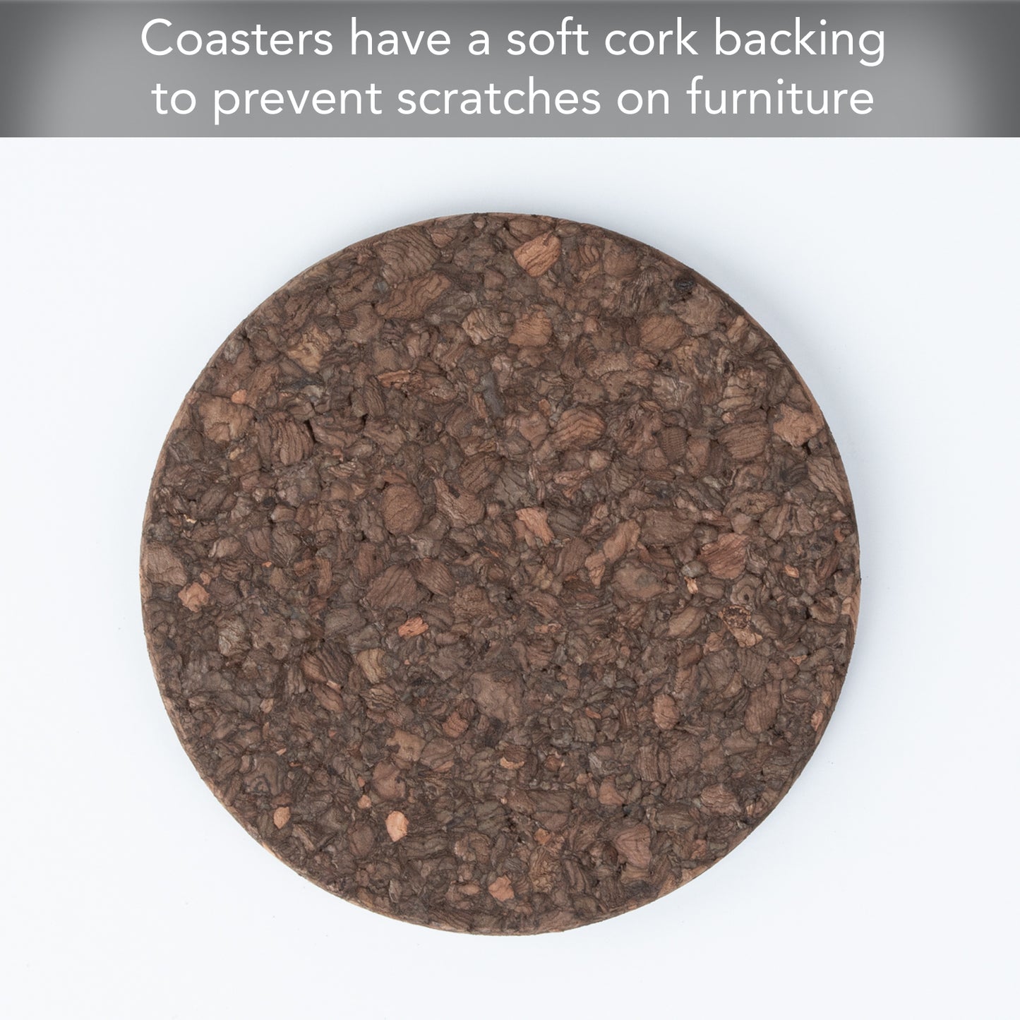 Thirstystone Set of 6 Thick Dark Cork Coasters in Attractive Black Coaster Holder 4.7" Round