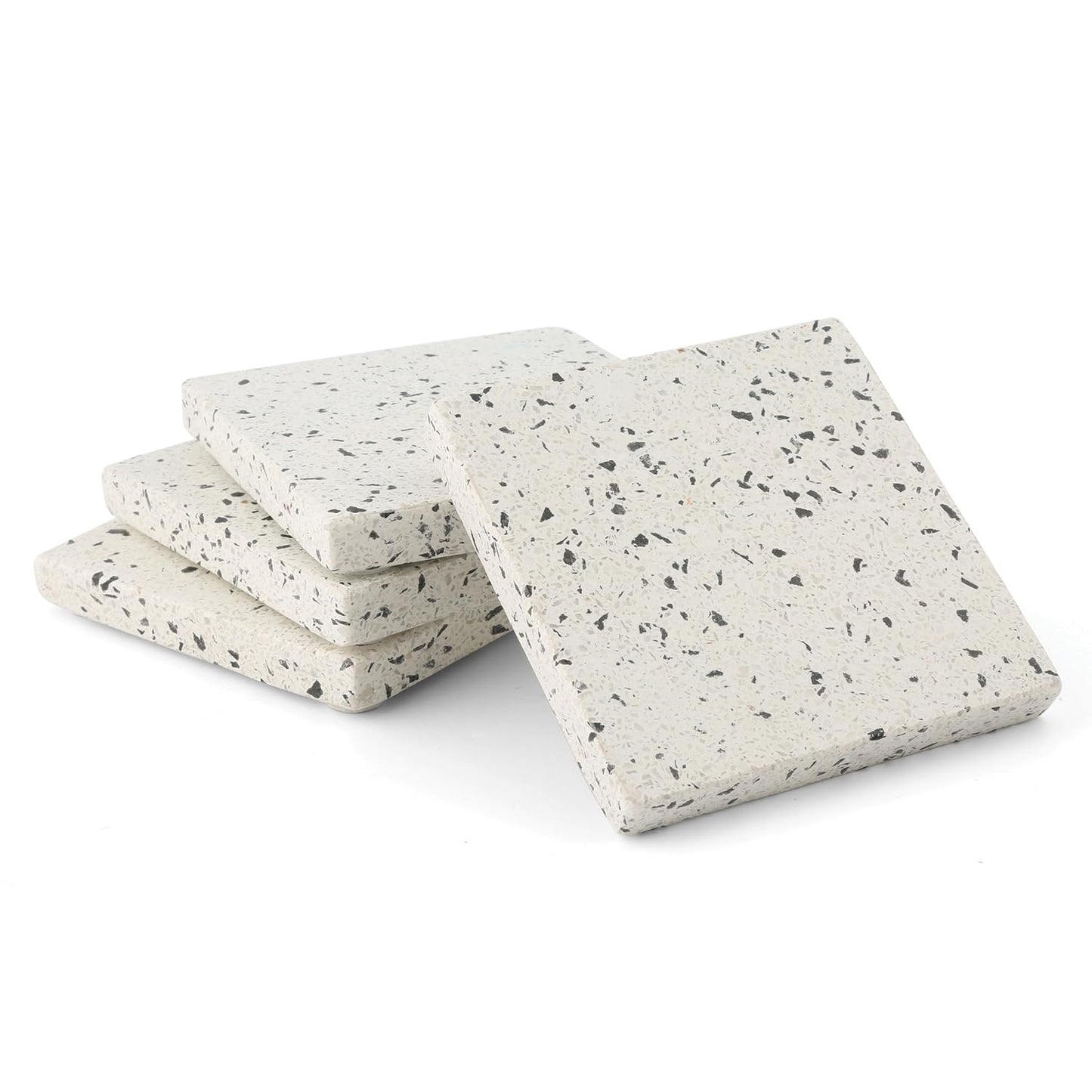 Thirstystone Natural Terrazzo Coasters with White & Black Speckles 4 Pack