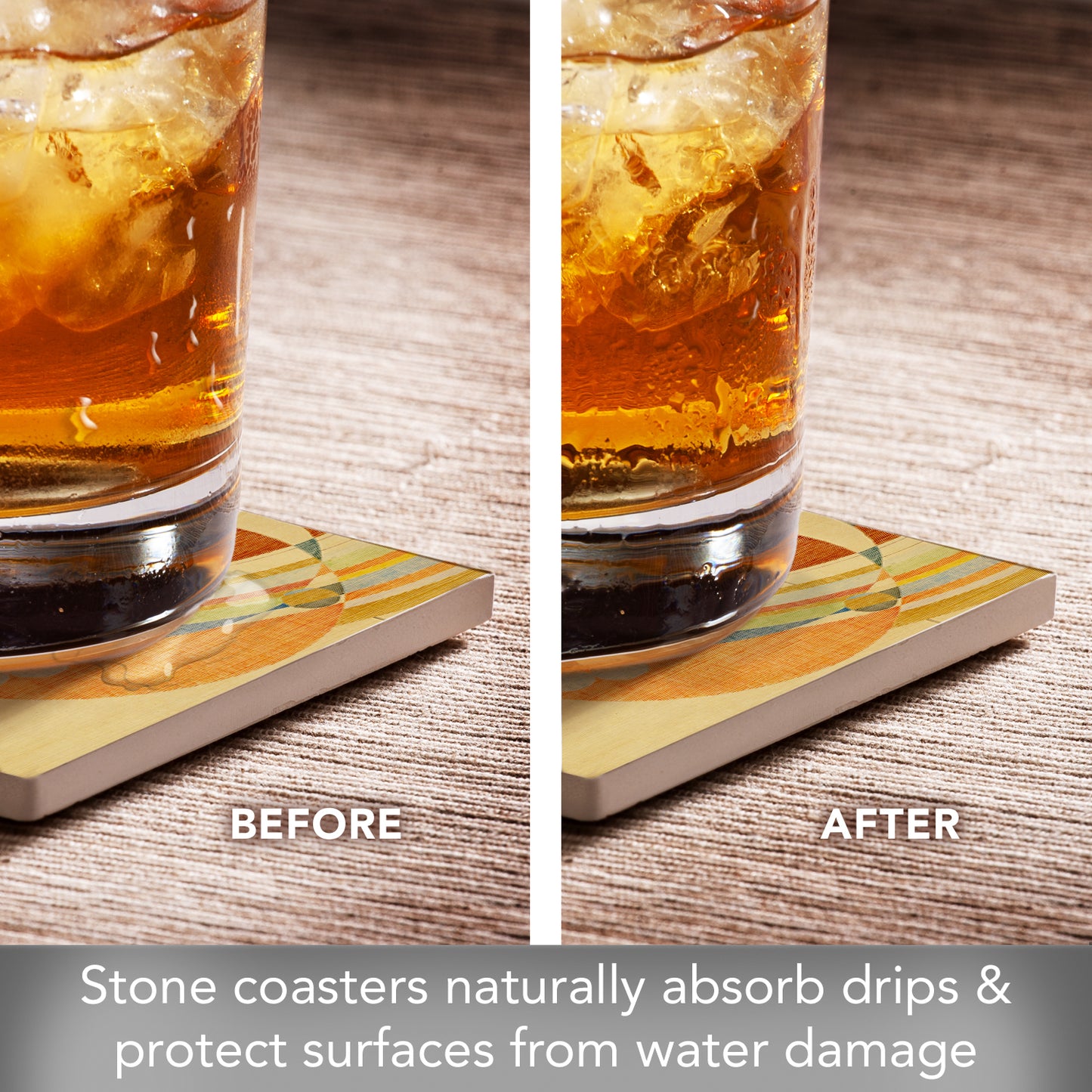 March Balloons Design from Frank Lloyd Wright Foundation on 4-Pack Absorbent Stone Square Coasters with Protective Cork Backing Manufactured in The USA