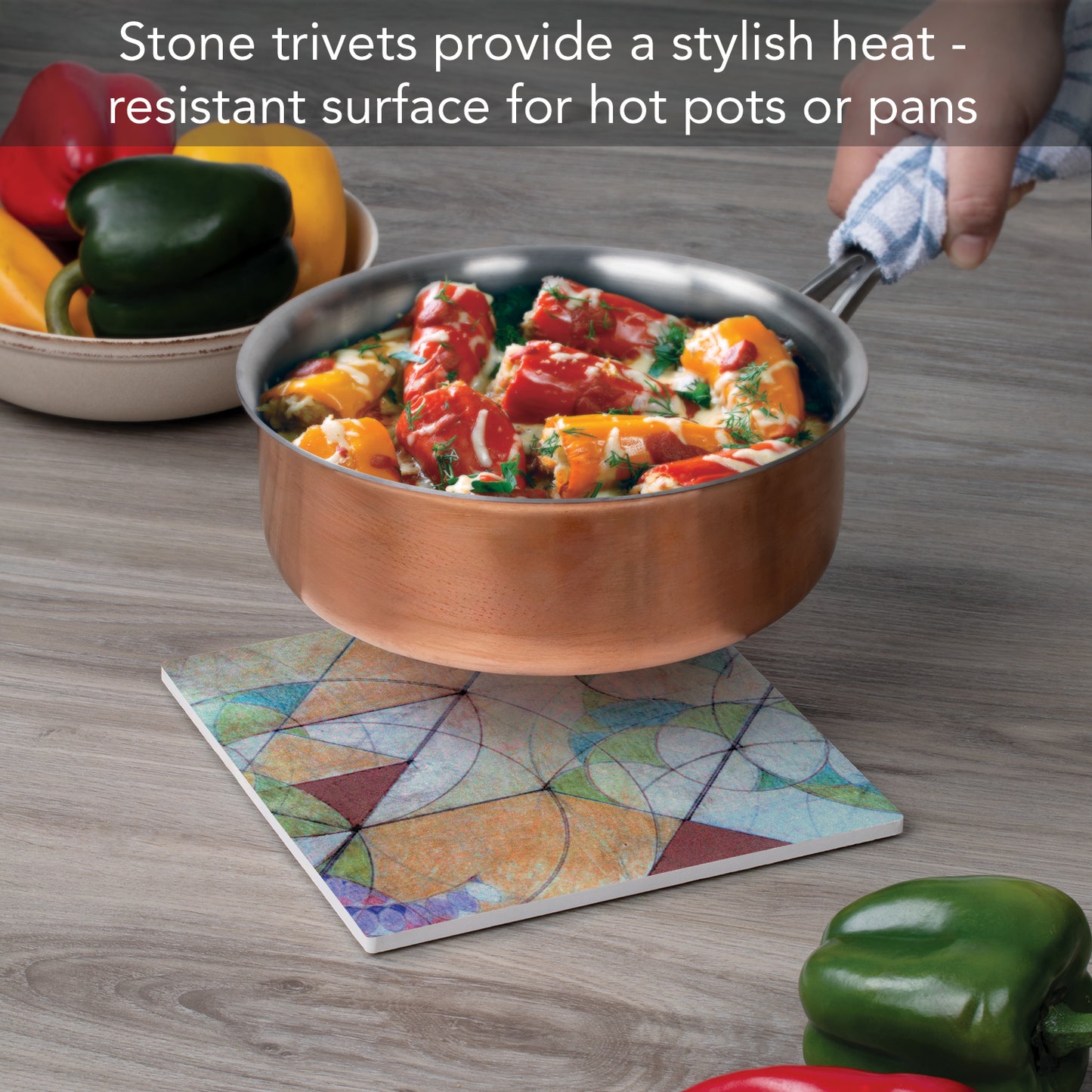 Frank Lloyd Wright's Bougainvillea Mural Detail II Design on 8" Square Stone Trivet Manufactured in The USA Heat Tolerant Easily Wipes Clean