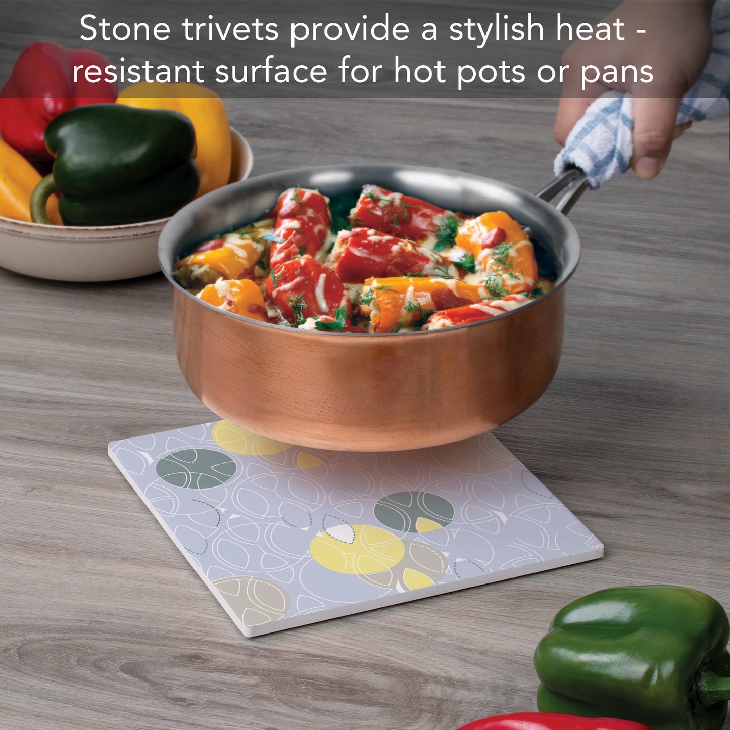 Frank Lloyd Wright's Taliesin Line I Design on 8" Square Stone Trivet Manufactured in The USA Heat Tolerant Easily Wipes Clean