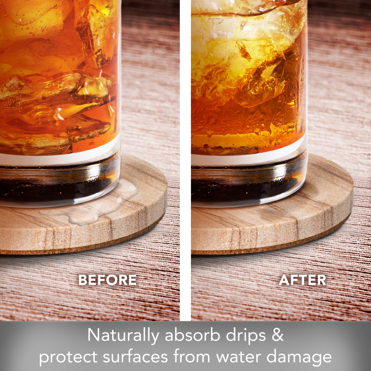 Thirstystone 4 Pack Desert Sand Natural Sandstone Coasters  with Protective Cork Backing