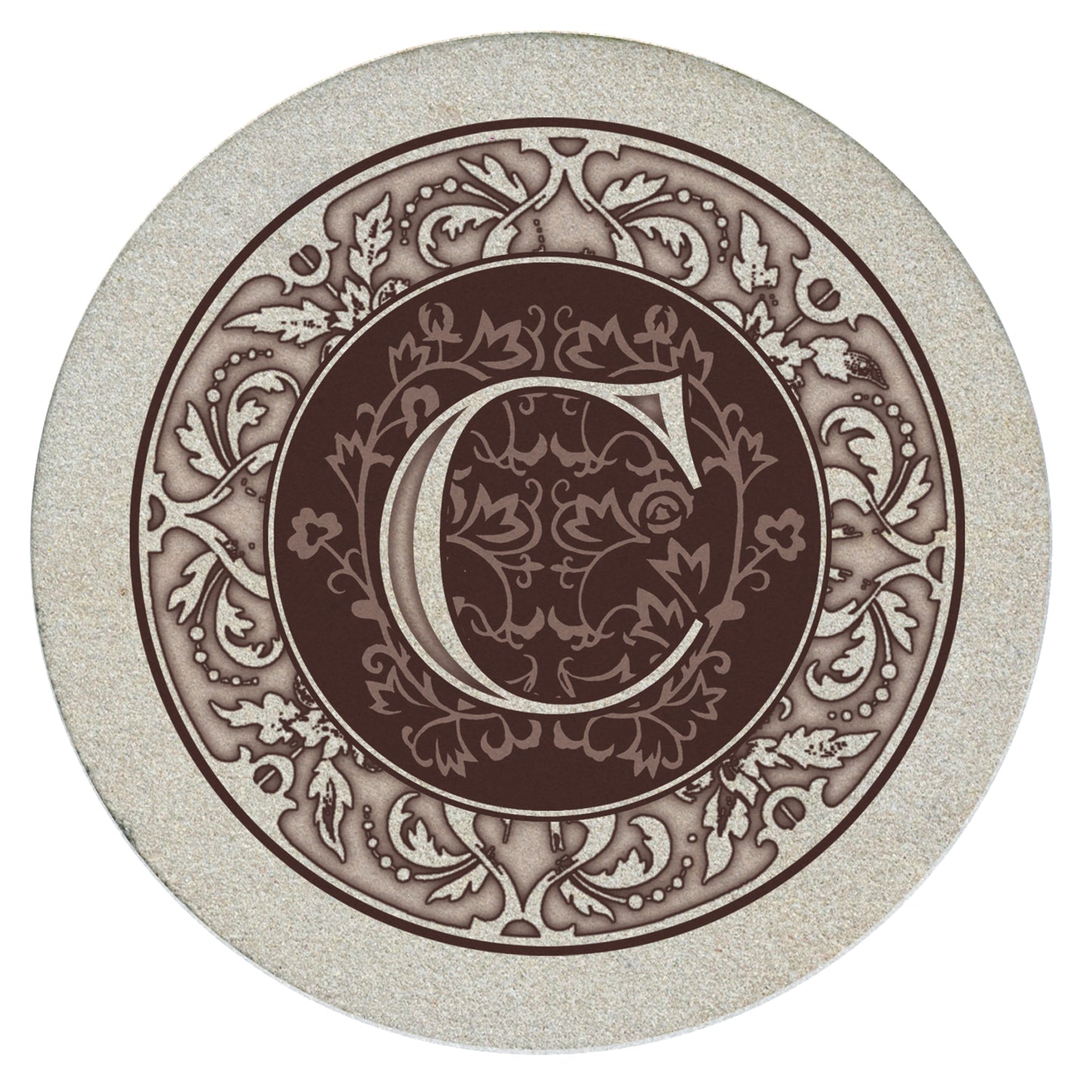 Thirstystone 4 Pack Monogram Natural Sandstone Coasters 4" Diameter