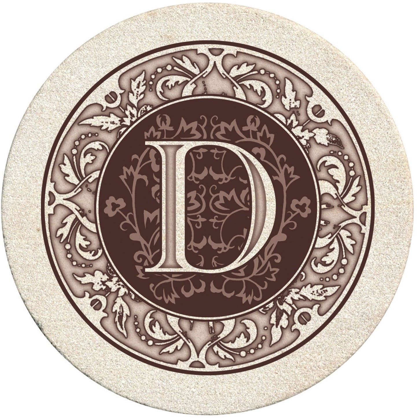 Thirstystone 4 Pack Monogram Natural Sandstone Coasters 4" Diameter