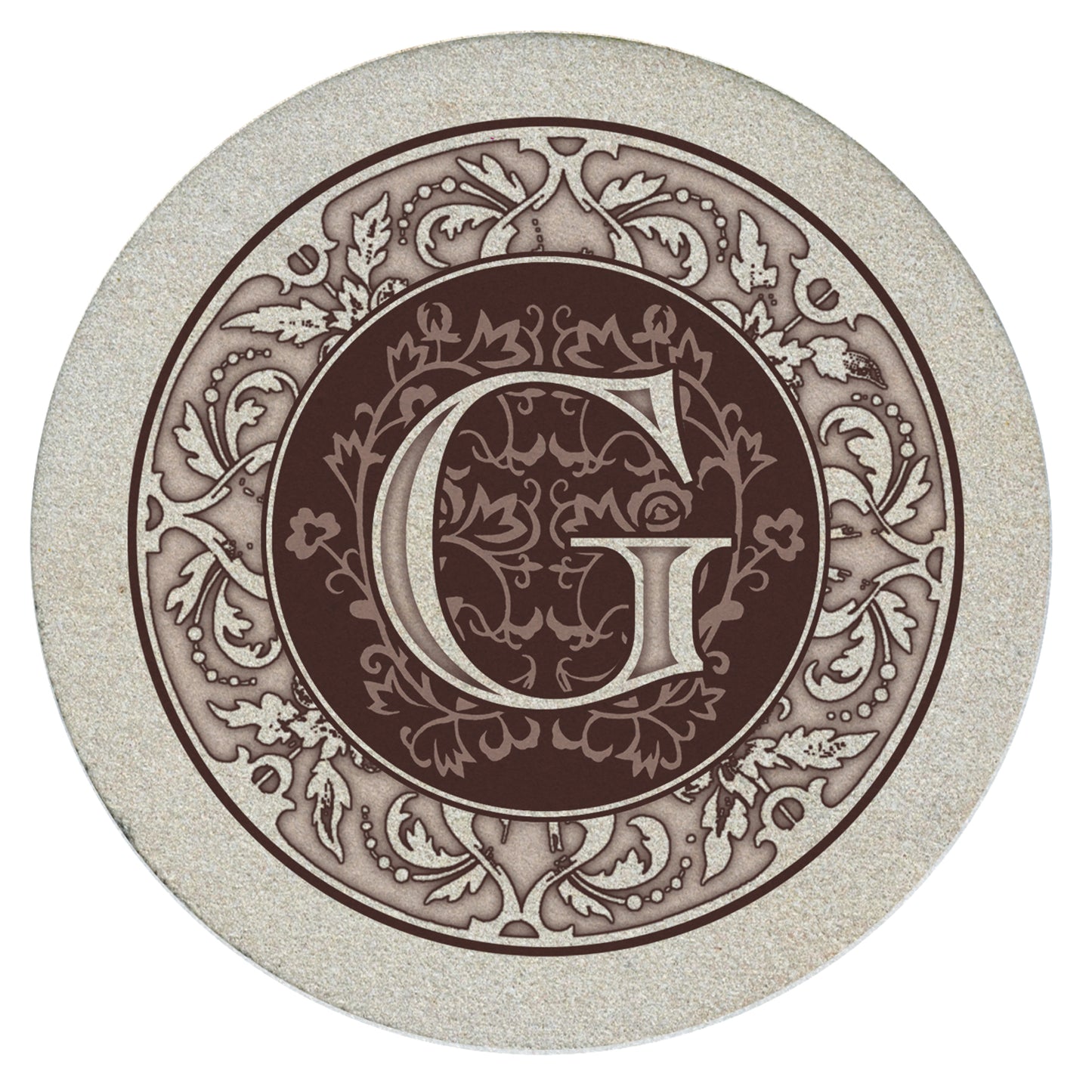 Thirstystone 4 Pack Monogram Natural Sandstone Coasters 4" Diameter