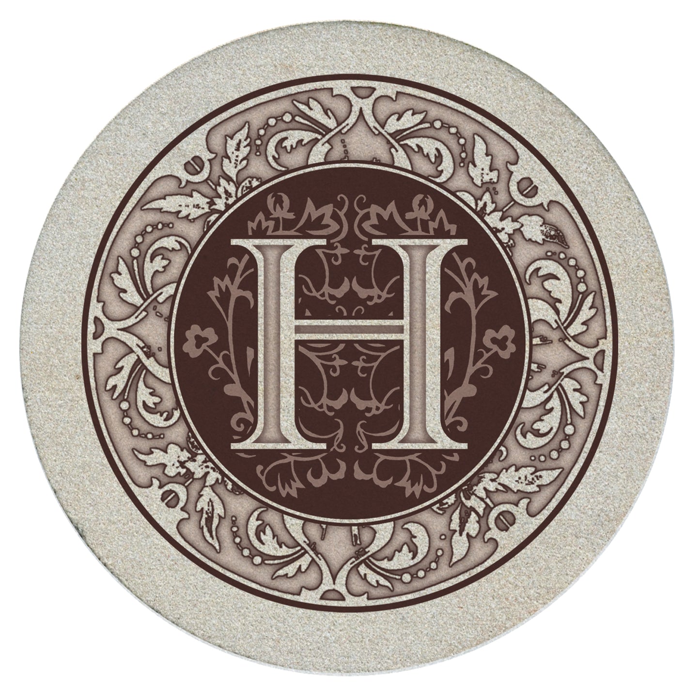 Thirstystone 4 Pack Monogram Natural Sandstone Coasters 4" Diameter