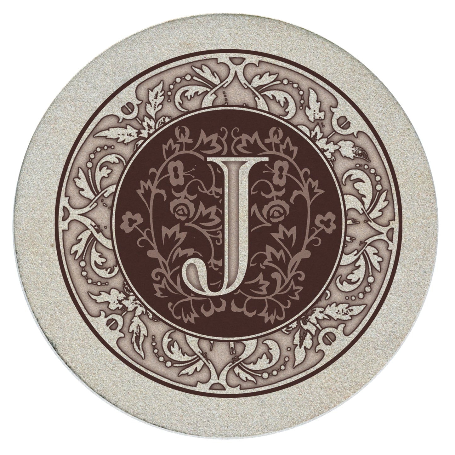 Thirstystone 4 Pack Monogram Natural Sandstone Coasters 4" Diameter