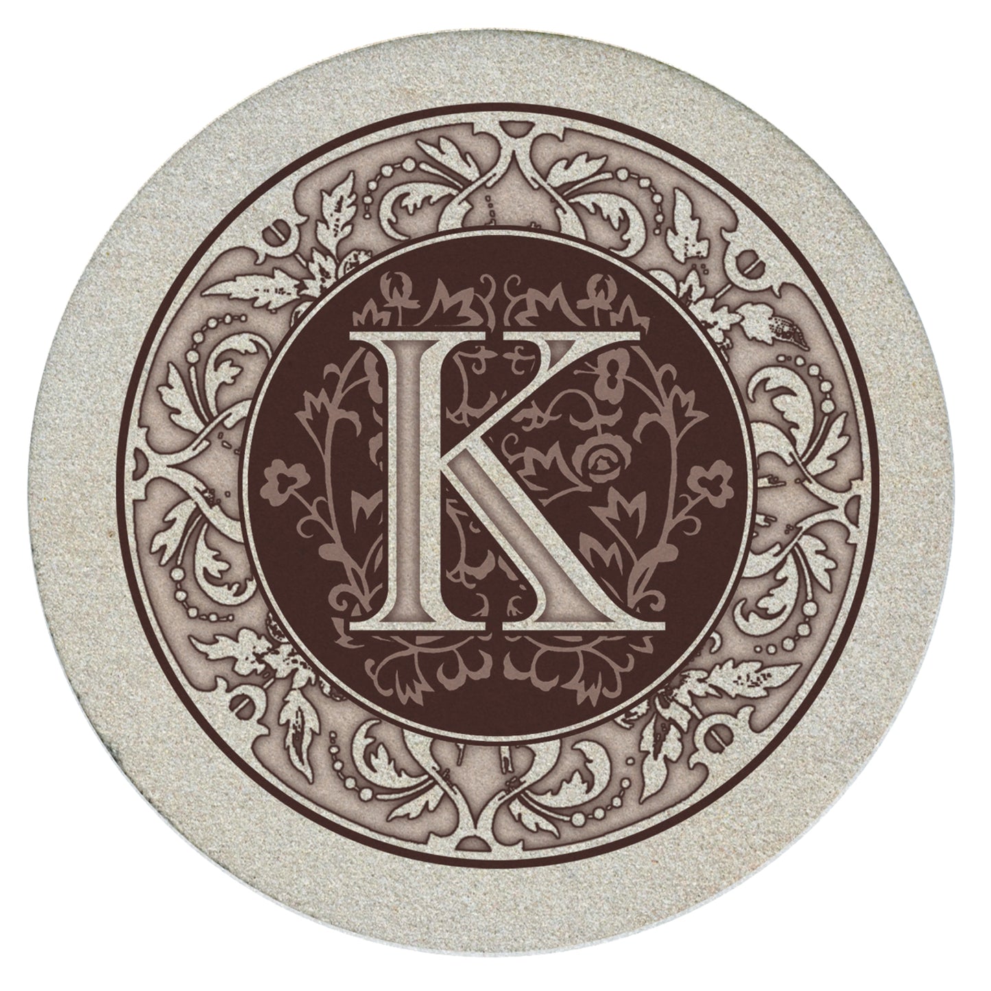 Thirstystone 4 Pack Monogram Natural Sandstone Coasters 4" Diameter