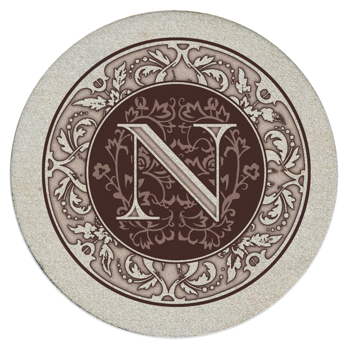 Thirstystone 4 Pack Monogram Natural Sandstone Coasters 4" Diameter