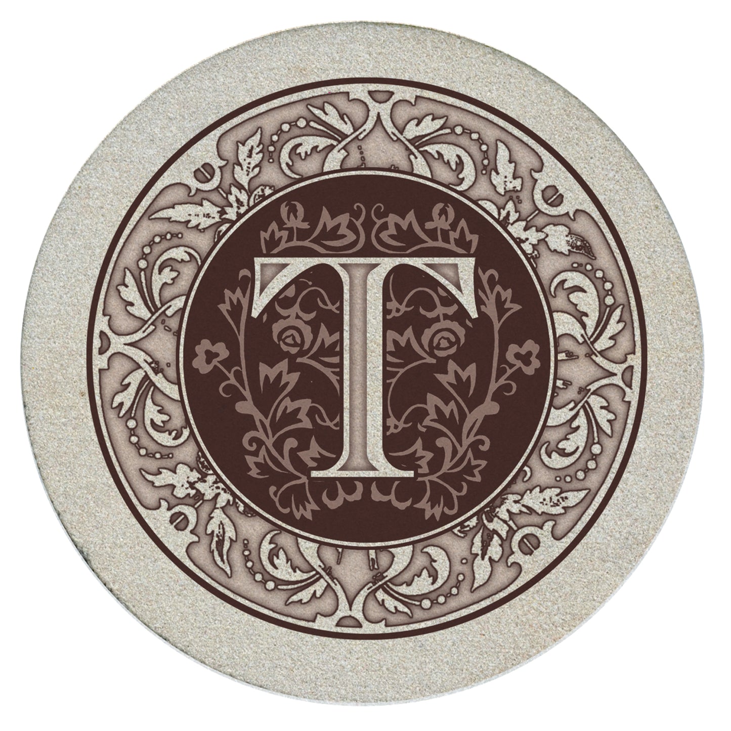 Thirstystone 4 Pack Monogram Natural Sandstone Coasters 4" Diameter