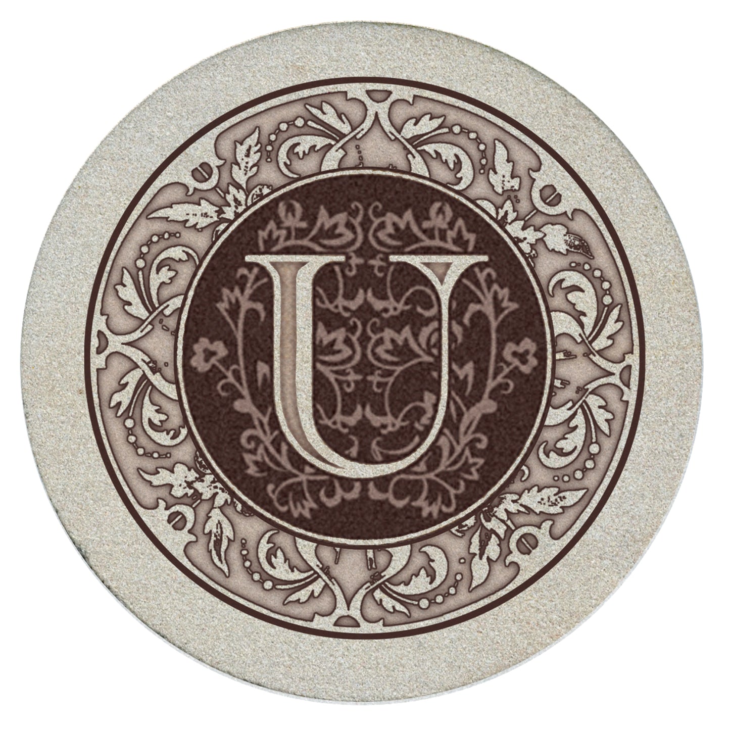 Thirstystone 4 Pack Monogram Natural Sandstone Coasters 4" Diameter