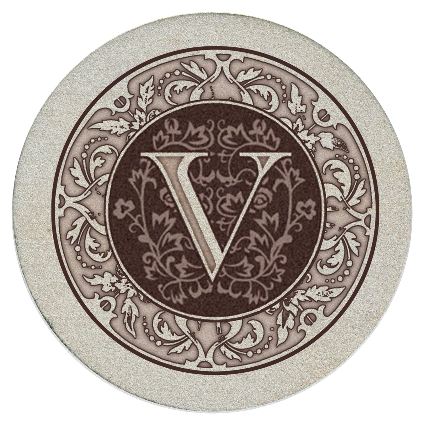 Thirstystone 4 Pack Monogram Natural Sandstone Coasters 4" Diameter