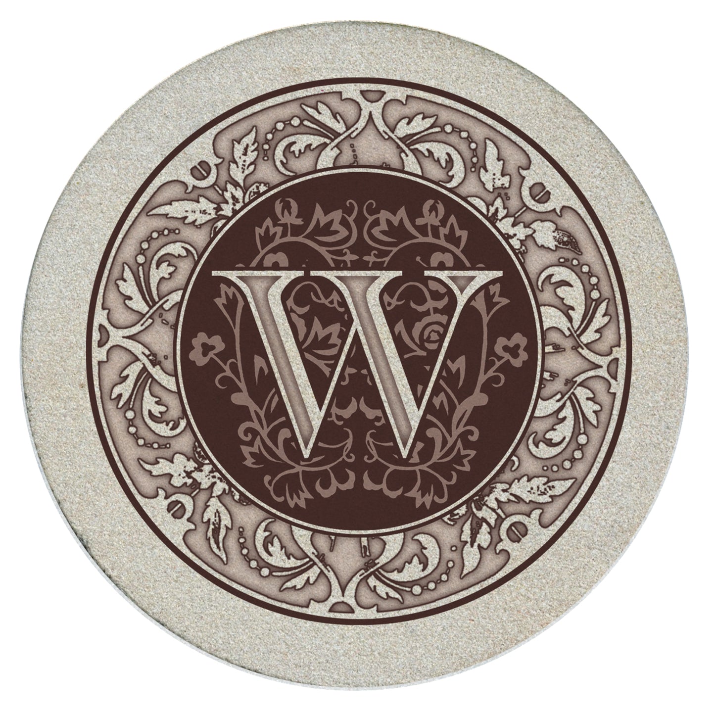 Thirstystone 4 Pack Monogram Natural Sandstone Coasters 4" Diameter