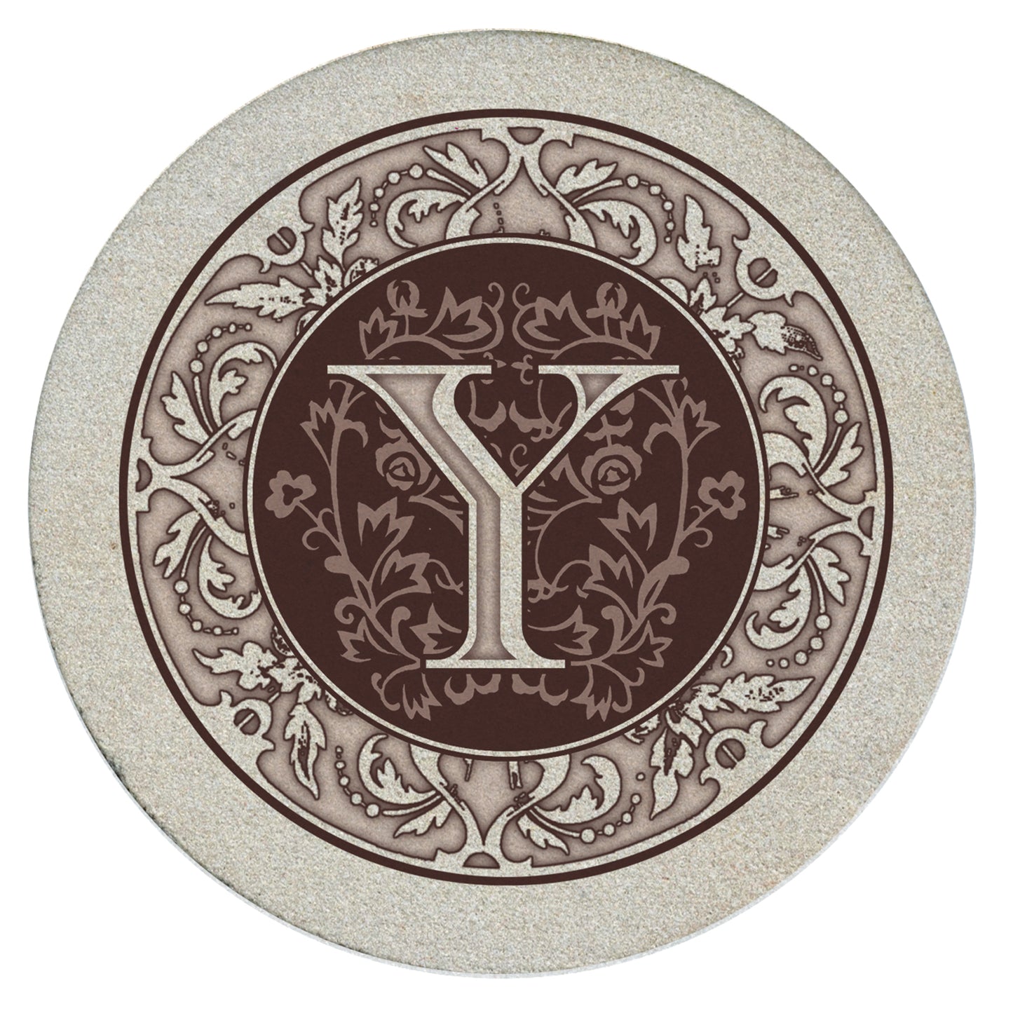 Thirstystone 4 Pack Monogram Natural Sandstone Coasters 4" Diameter