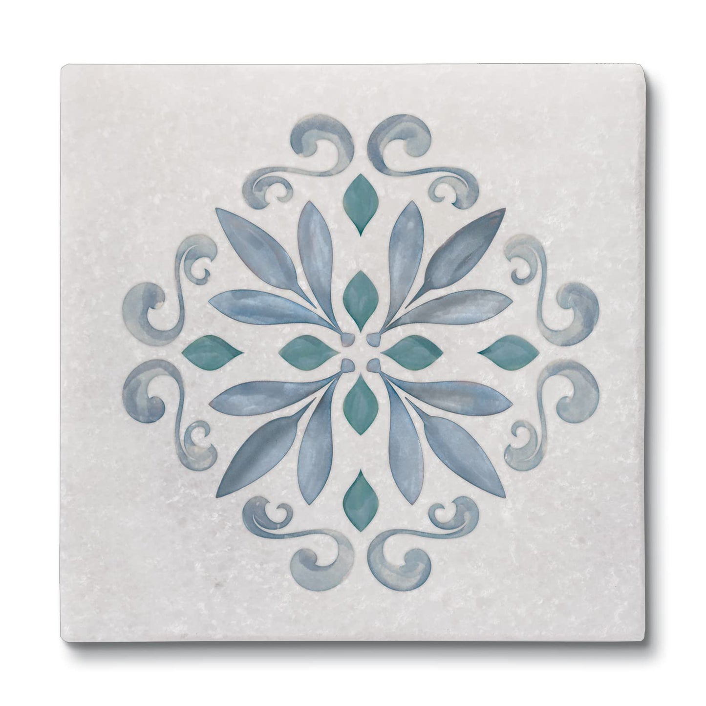 Thirstystone Jeweled Mandala 4-Pack Natural Marble Stone Coaster with Protective Cork Backing Manufactured in The USA