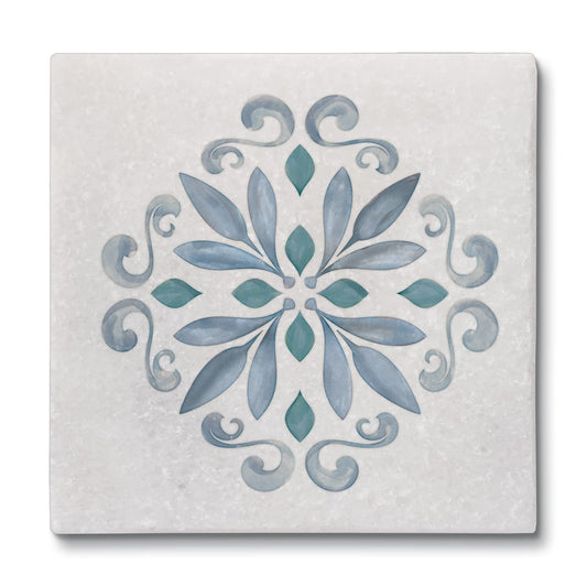 Thirstystone Jeweled Mandala 4-Pack Natural Marble Stone Coaster Manufactured in the USA