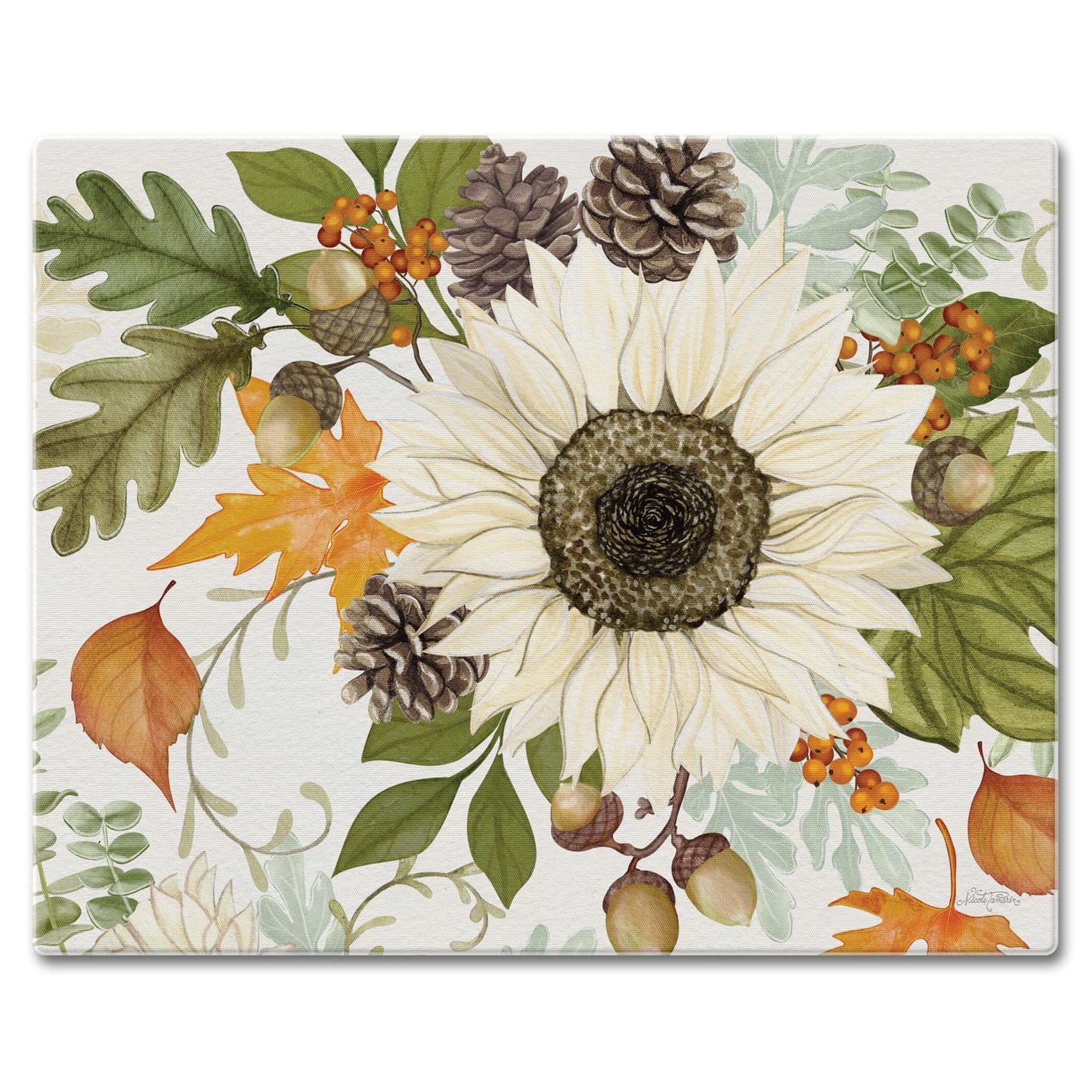 CounterArt Farmhouse Fall 3mm Tempered Glass Cutting Board 15" x 12" Manufactured in the USA
