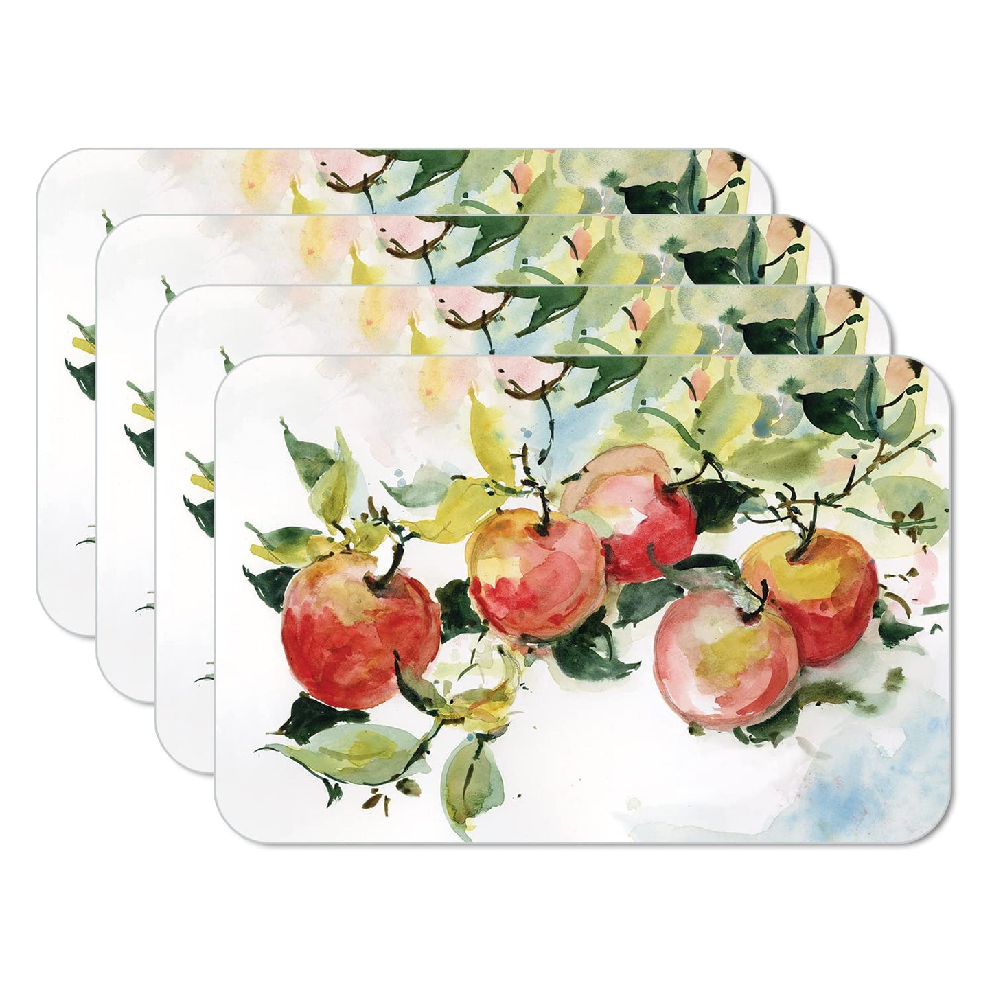 CounterArt Watercolor Fruit 4 Pack Reversible Easy Care Flexible Placemats Made in the USA