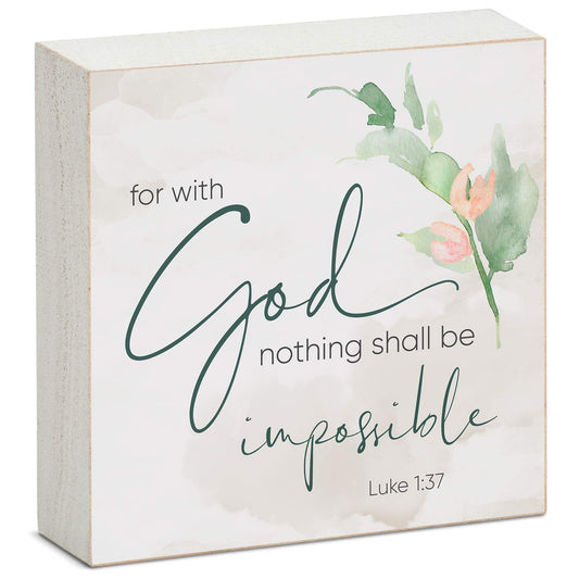 Nothing Impossible Decorative Faith Driven Wooden Home Accent Sign 3.75" Square Made in the USA