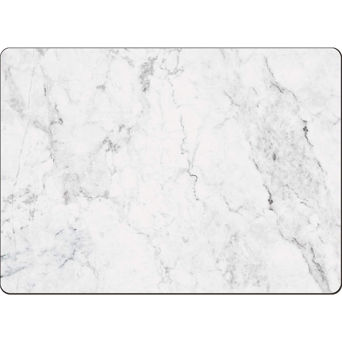 CounterArt White Marble Premium Decorative Hardboard Tabletop Placemats 4-Pack Manufactured in The USA Heat Tolerant and Easily Wipes Clean
