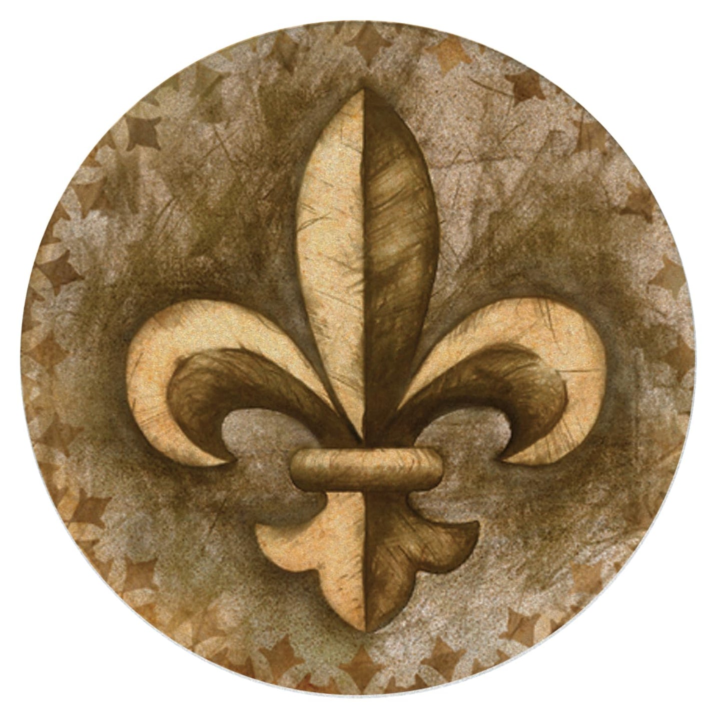 Thirstystone Gold Fleur de Lis 4 Pack Round Natural Sandstone Coasters with Protective Cork Backing Manufactured in The USA