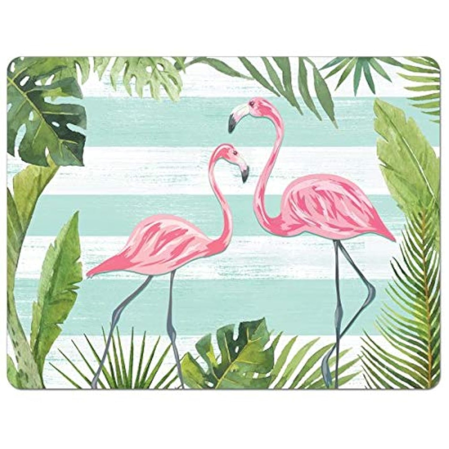 Cut N' Funnel Flamingos & Stripes Designer Flexible Plastic Cutting Board Mat, 15" x 11.5", Made in the USA, Decorative, Flexible, Easy to Clean