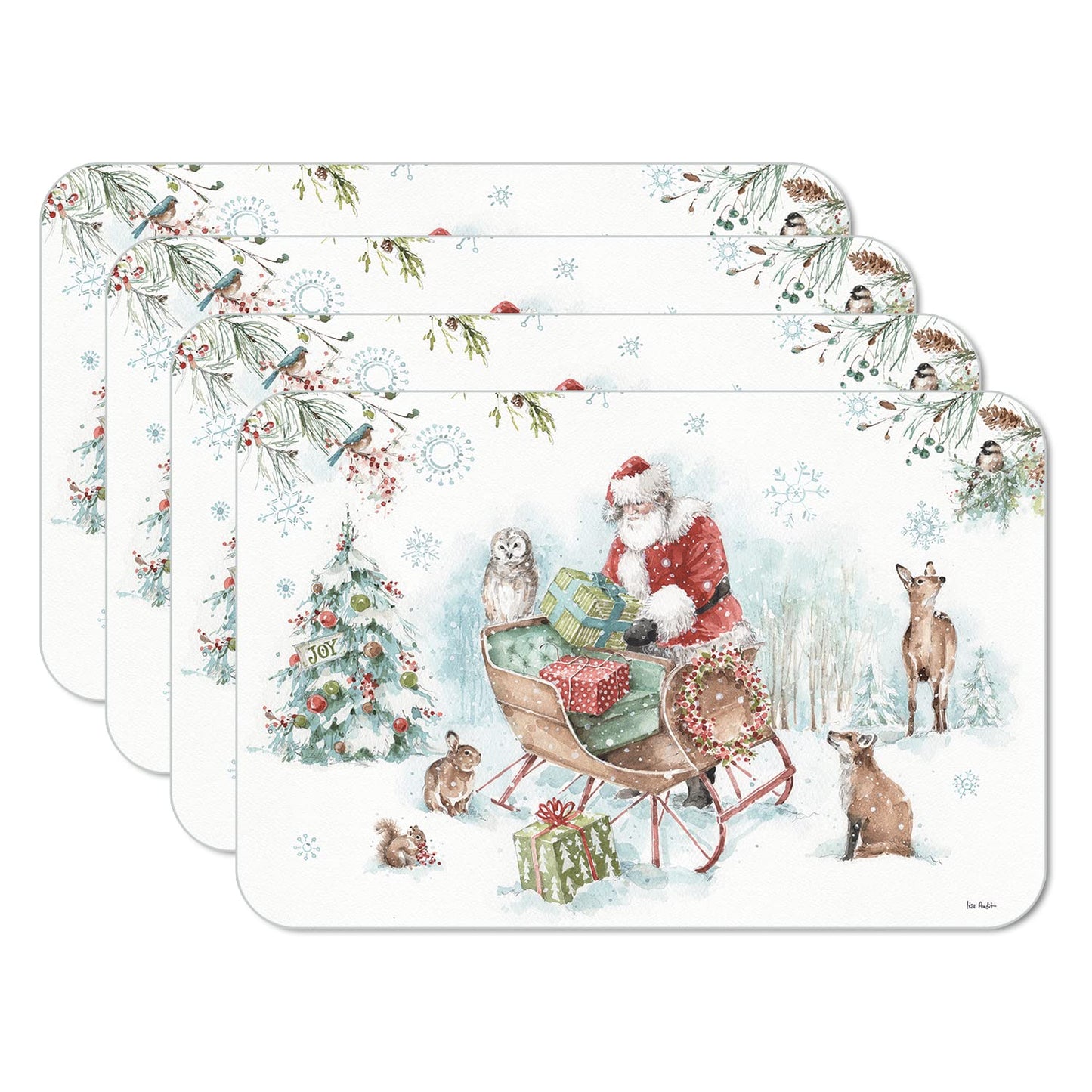 CounterArt Magical Holidays 4 Pack Reversible Easy Care Placemats Made in the USA