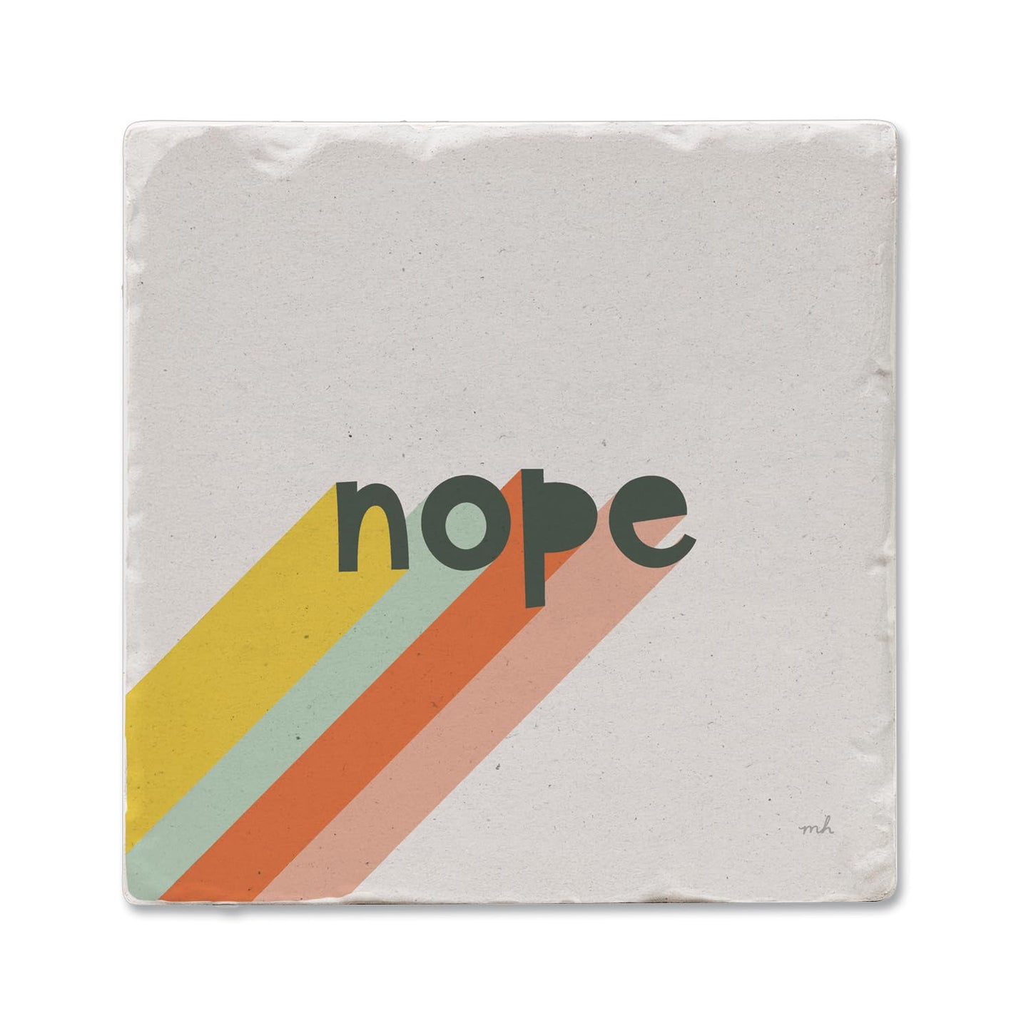 Thirstystone Nope Single Tumbled Tile Stone Coaster with Protective Cork Backing Manufactured in The USA 4" Square, Colorful, Artistiic, Easily Wipes Clean