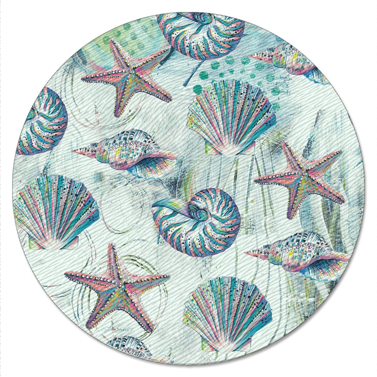 CounterArt Jewels of The Sea 4mm Tempered Glass Lazy Susan Turntable 13" Diameter